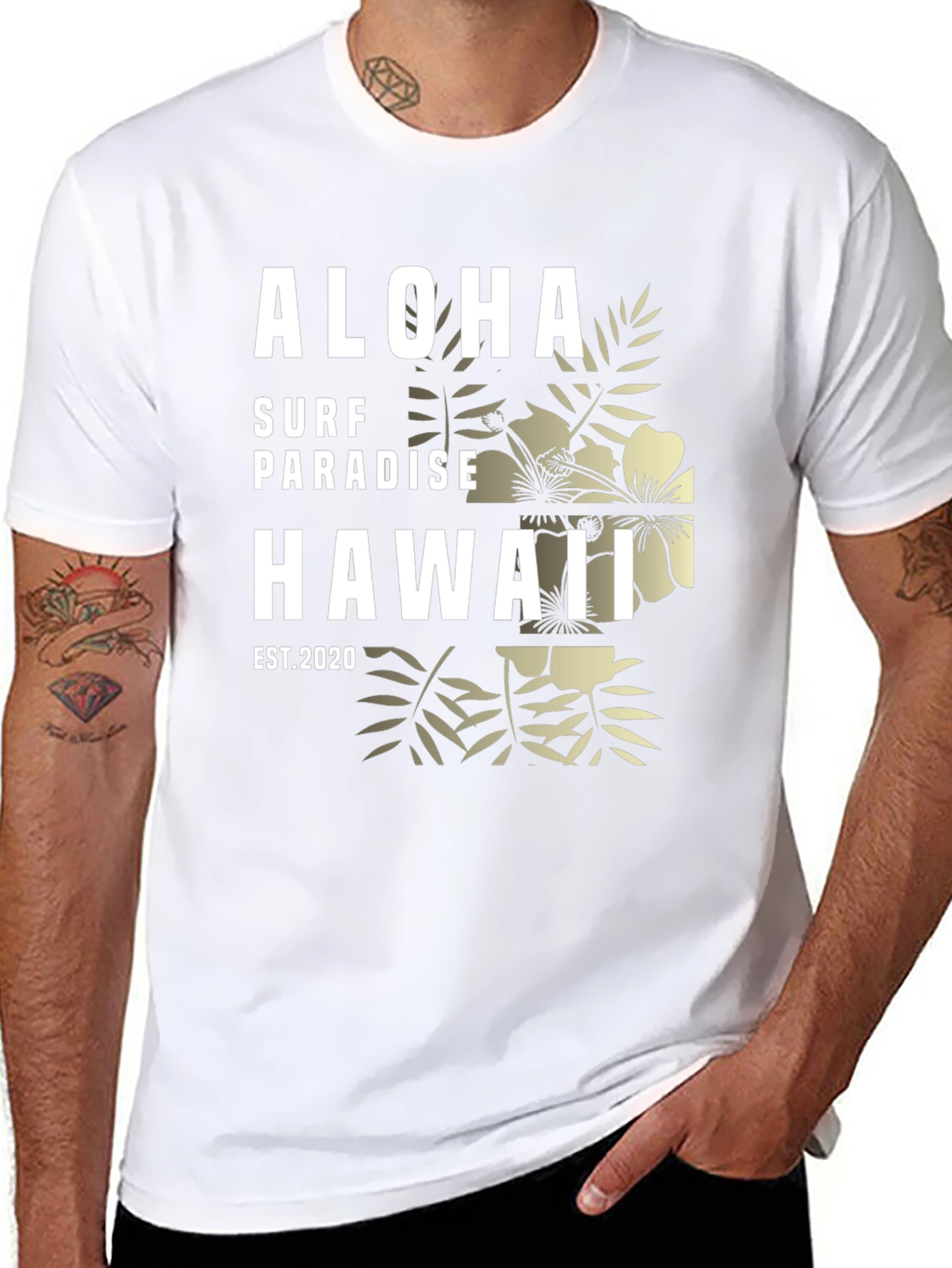 Aloha Surf Paradise Hawaii Black Graphic T-Shirt