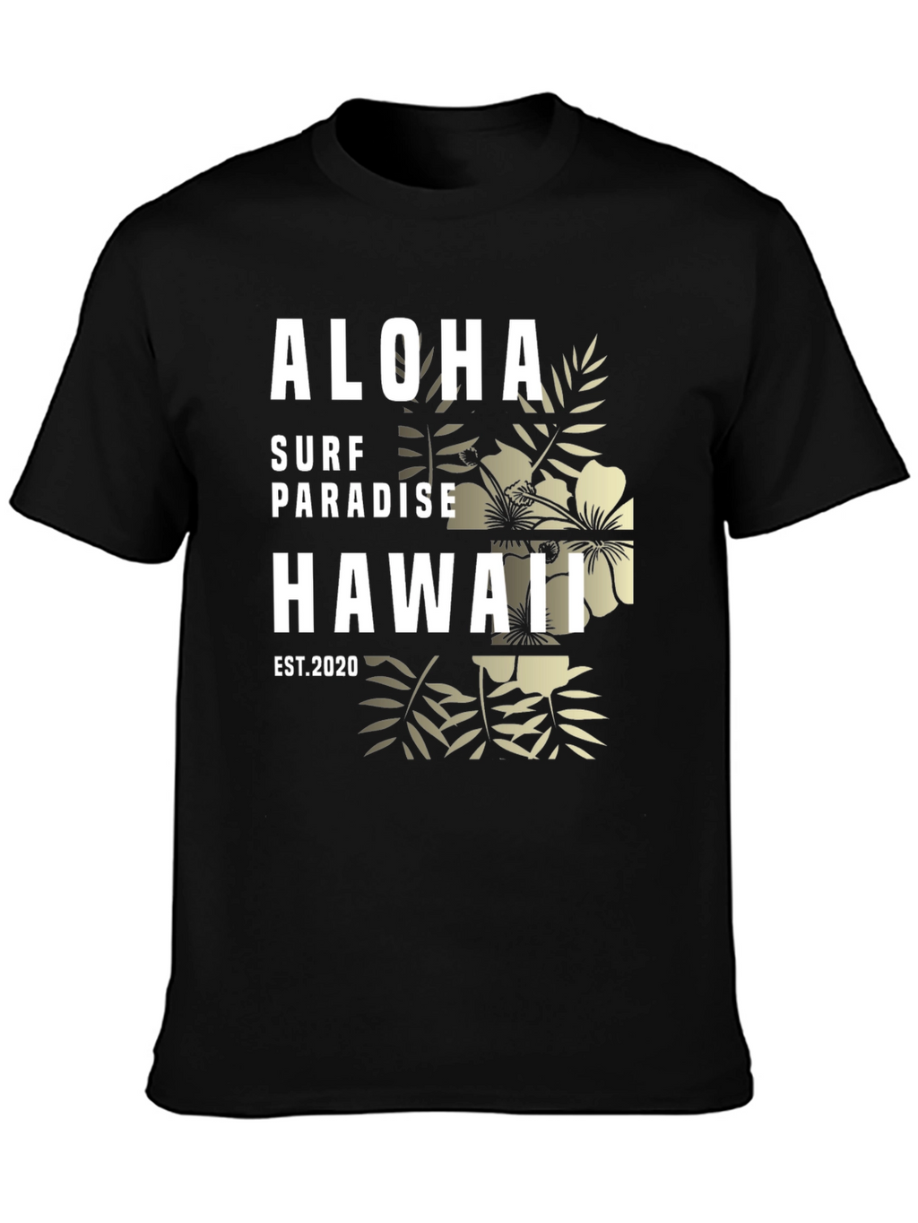 Aloha Surf Paradise Hawaii Black Graphic T-Shirt
