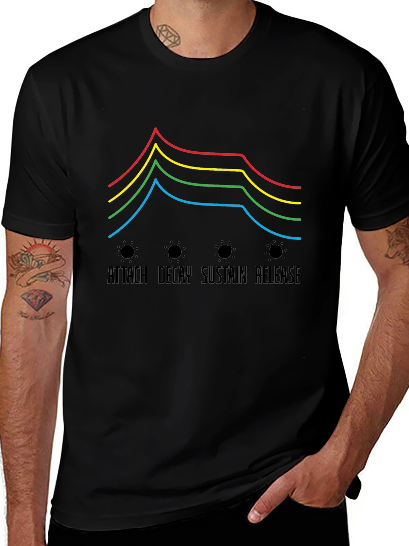 Synthesizer ADSR Envelope Black T-Shirt