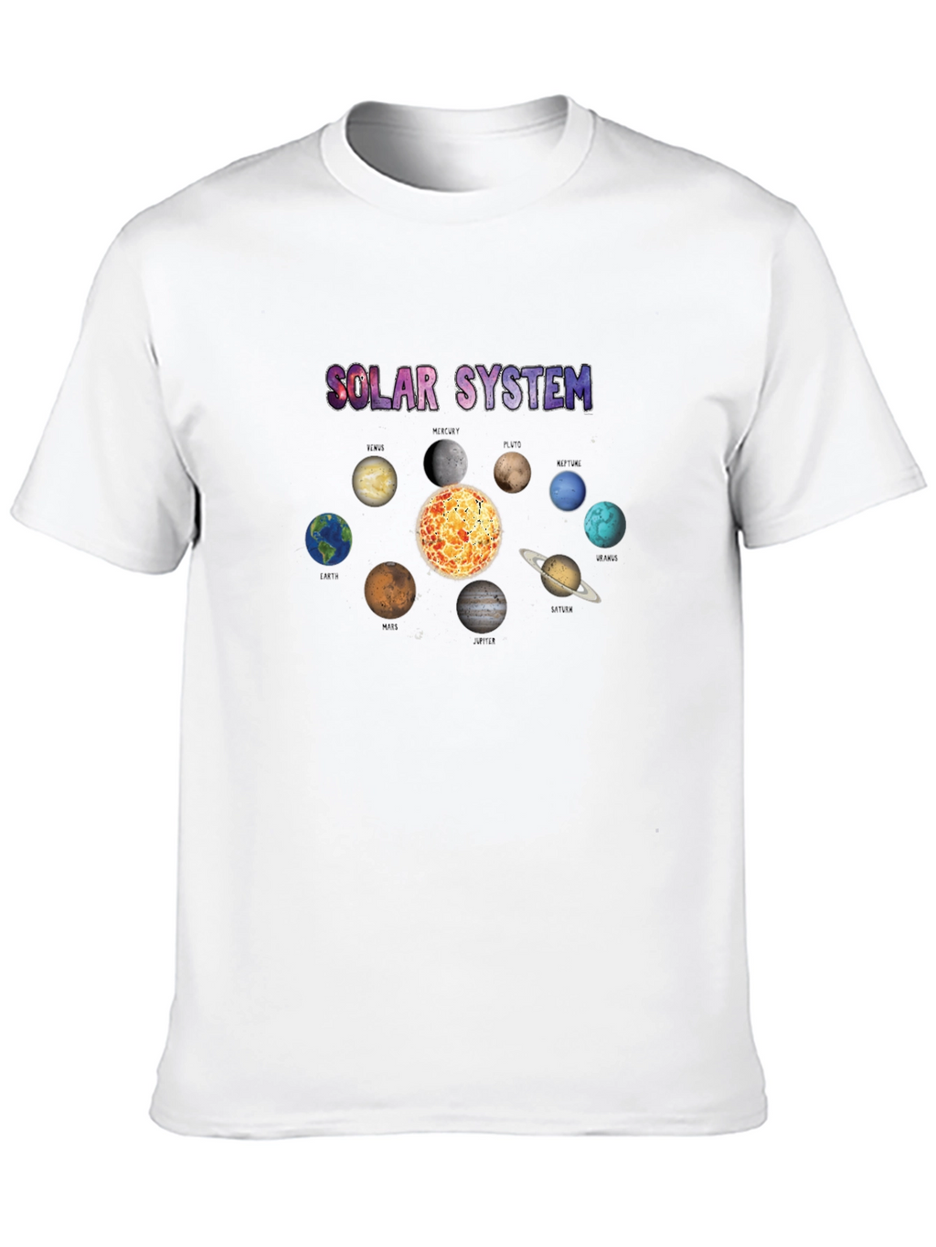 Solar System Graphic Print Black T-Shirt