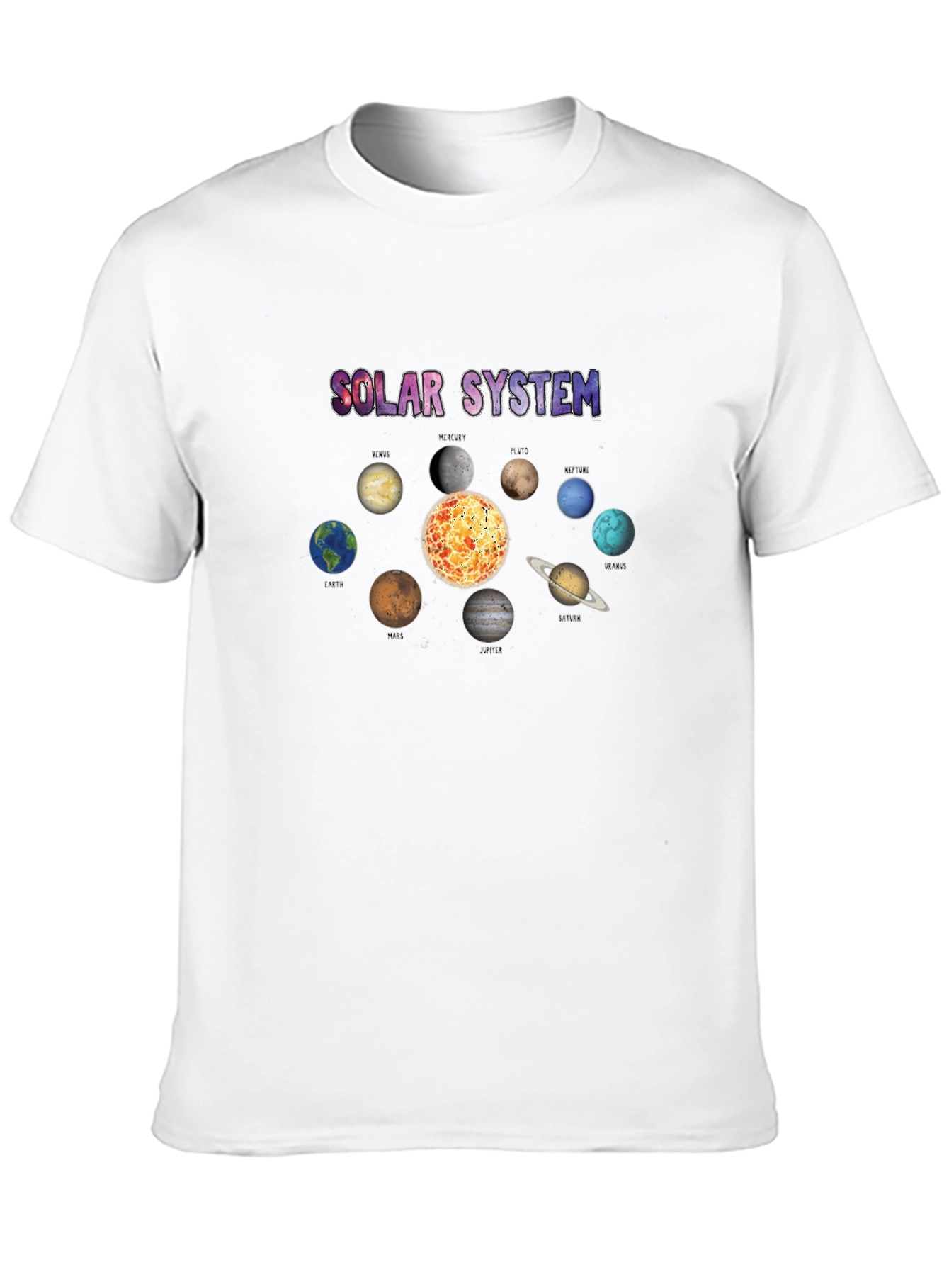 Solar System Graphic Print Black T-Shirt