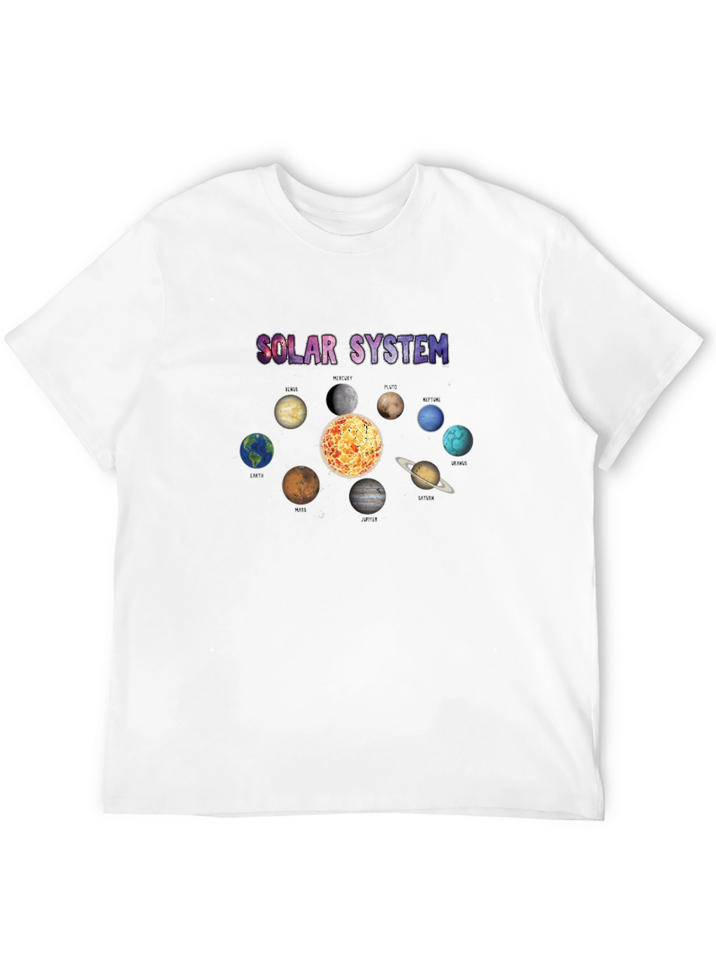 Solar System Graphic Print Black T-Shirt