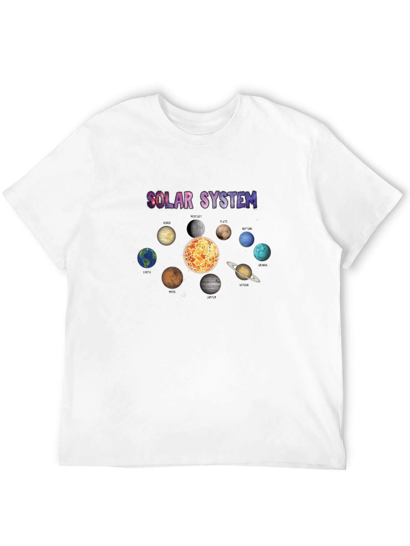 Solar System Graphic Print Black T-Shirt