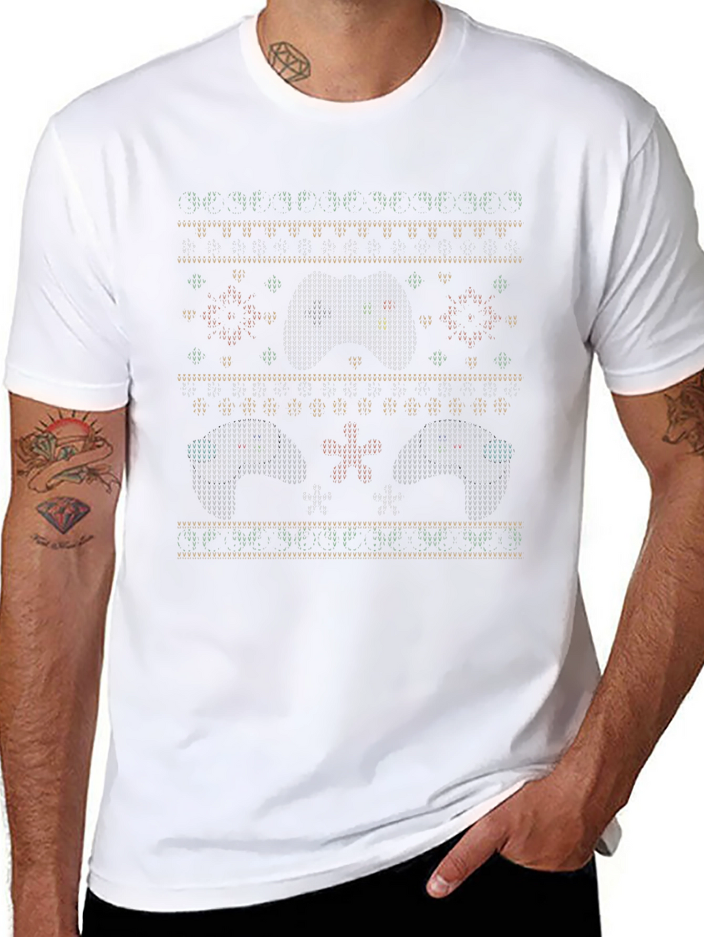 Ugly Christmas Gamer Controller Pattern T-Shirt