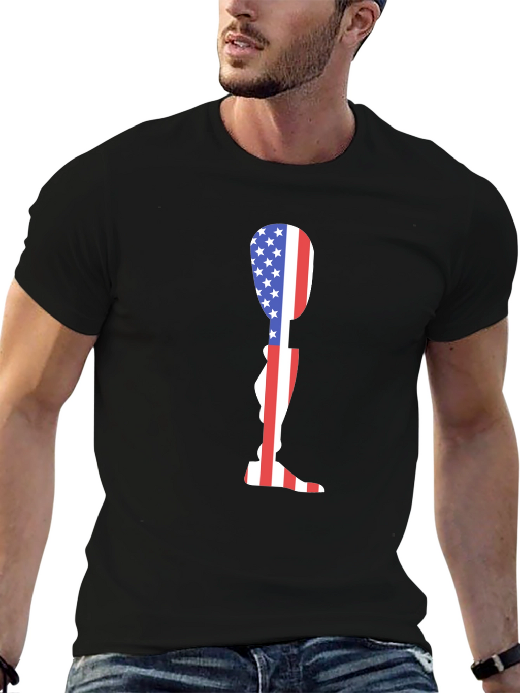 American Flag Prosthetic Leg Graphic T-Shirt