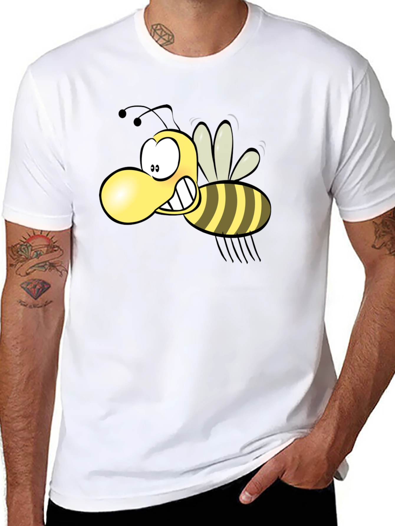 Cartoon Bee Graphic Black T-Shirt
