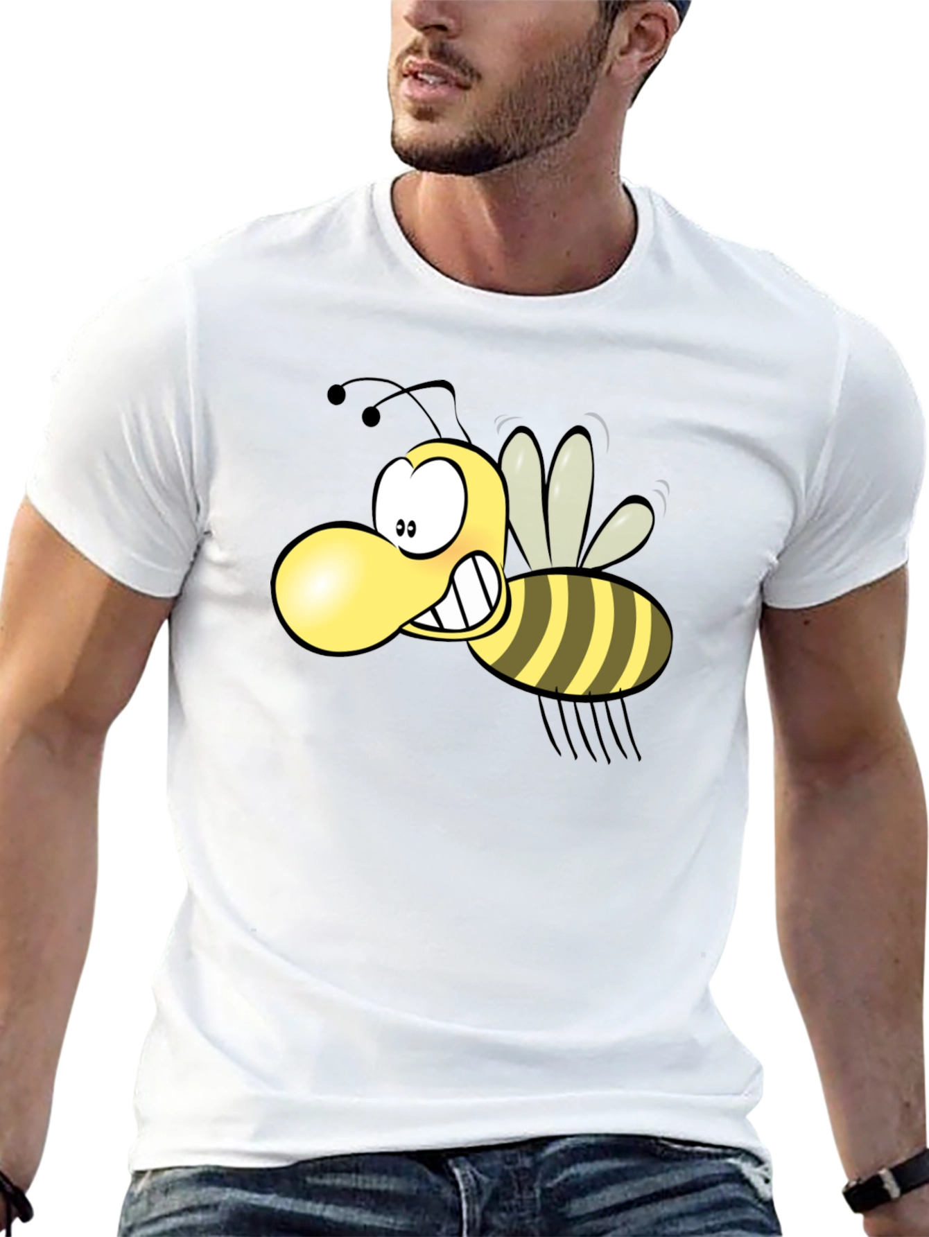 Cartoon Bee Graphic Black T-Shirt