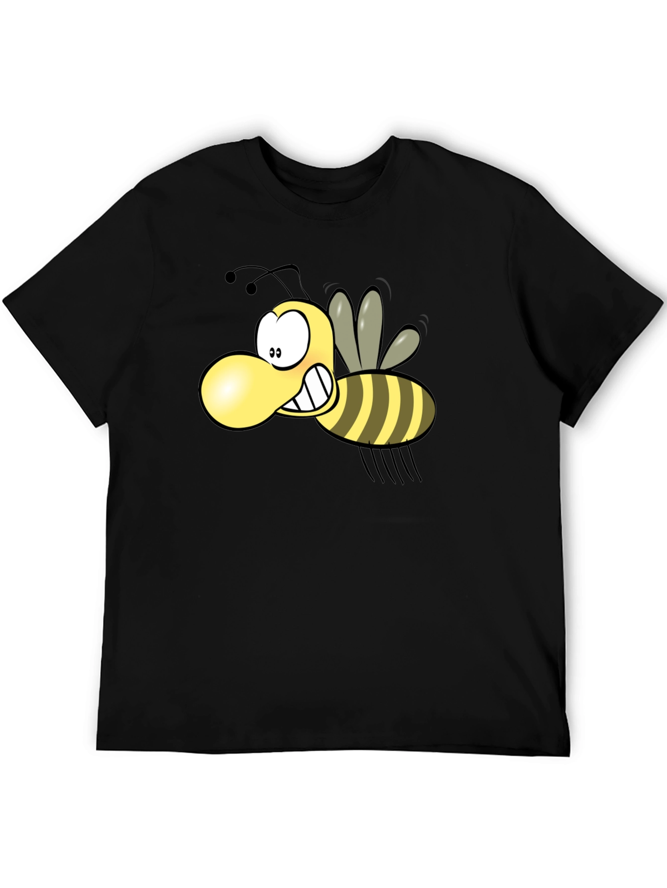 Cartoon Bee Graphic Black T-Shirt