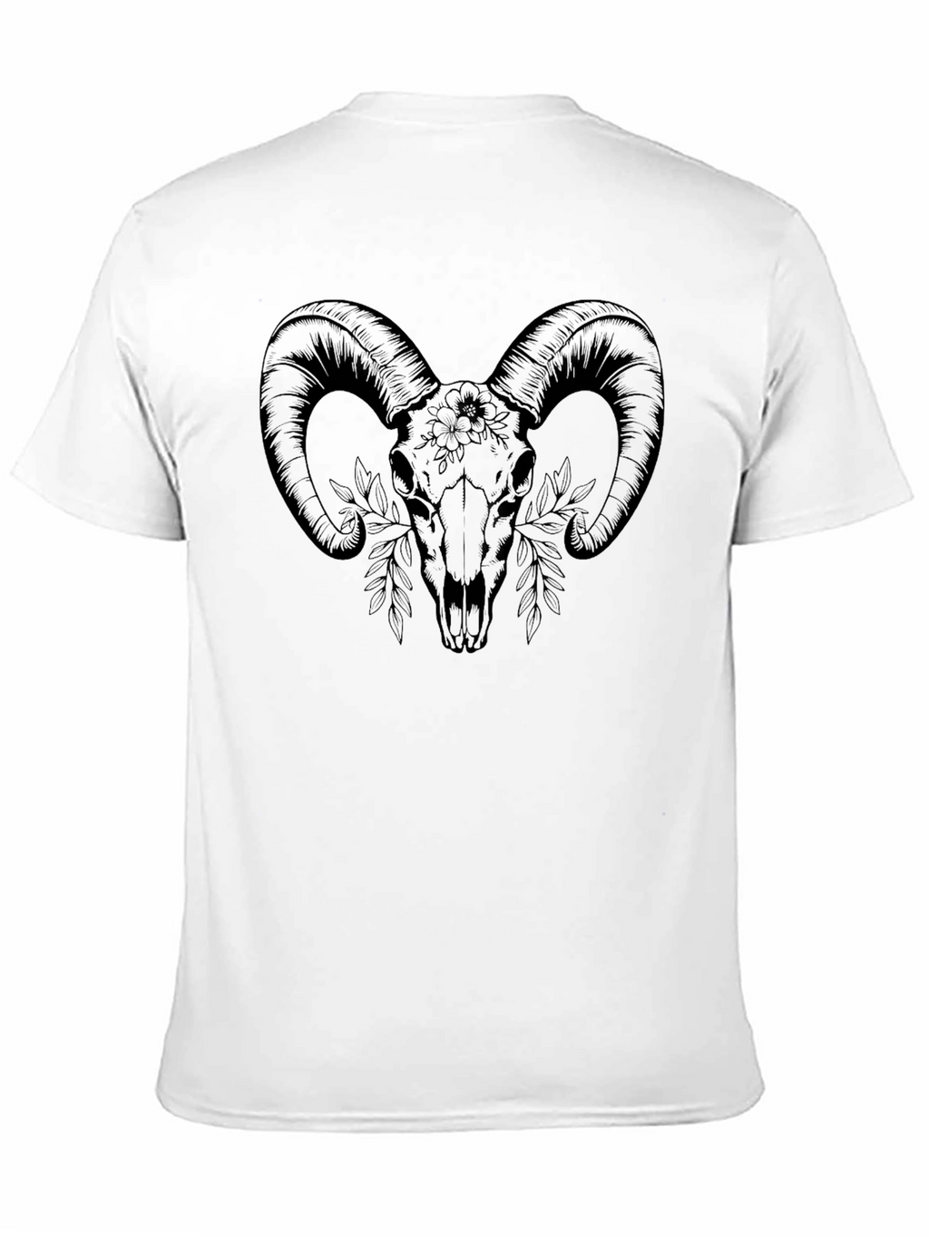 Ram Skull Graphic Tee - Black Cotton T-Shirt