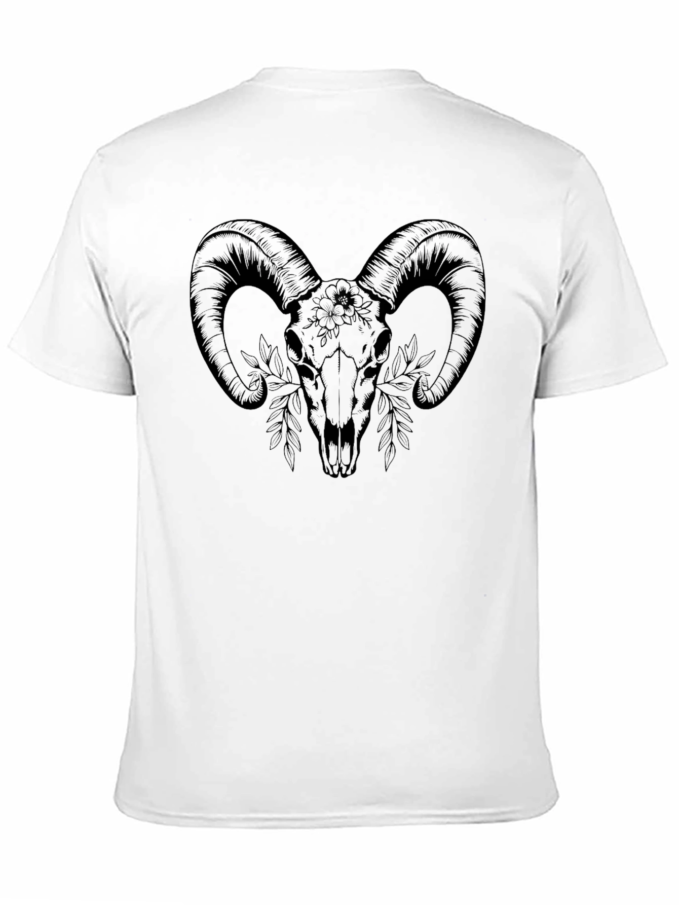 Ram Skull Graphic Tee - Black Cotton T-Shirt