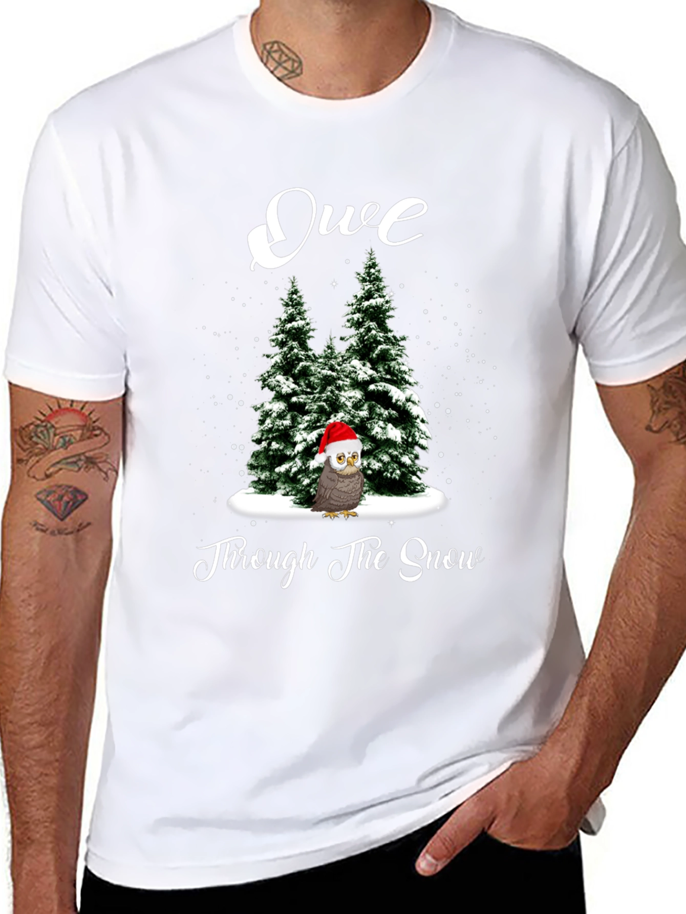Festive Owl Through the Snow Christmas T-Shirt