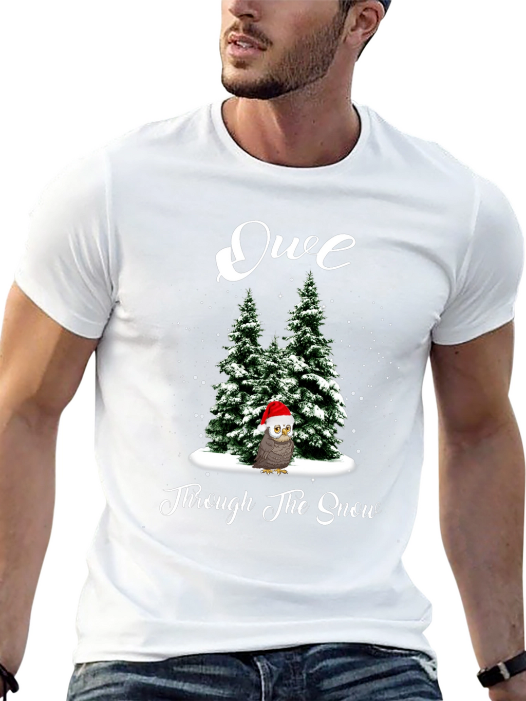 Festive Owl Through the Snow Christmas T-Shirt