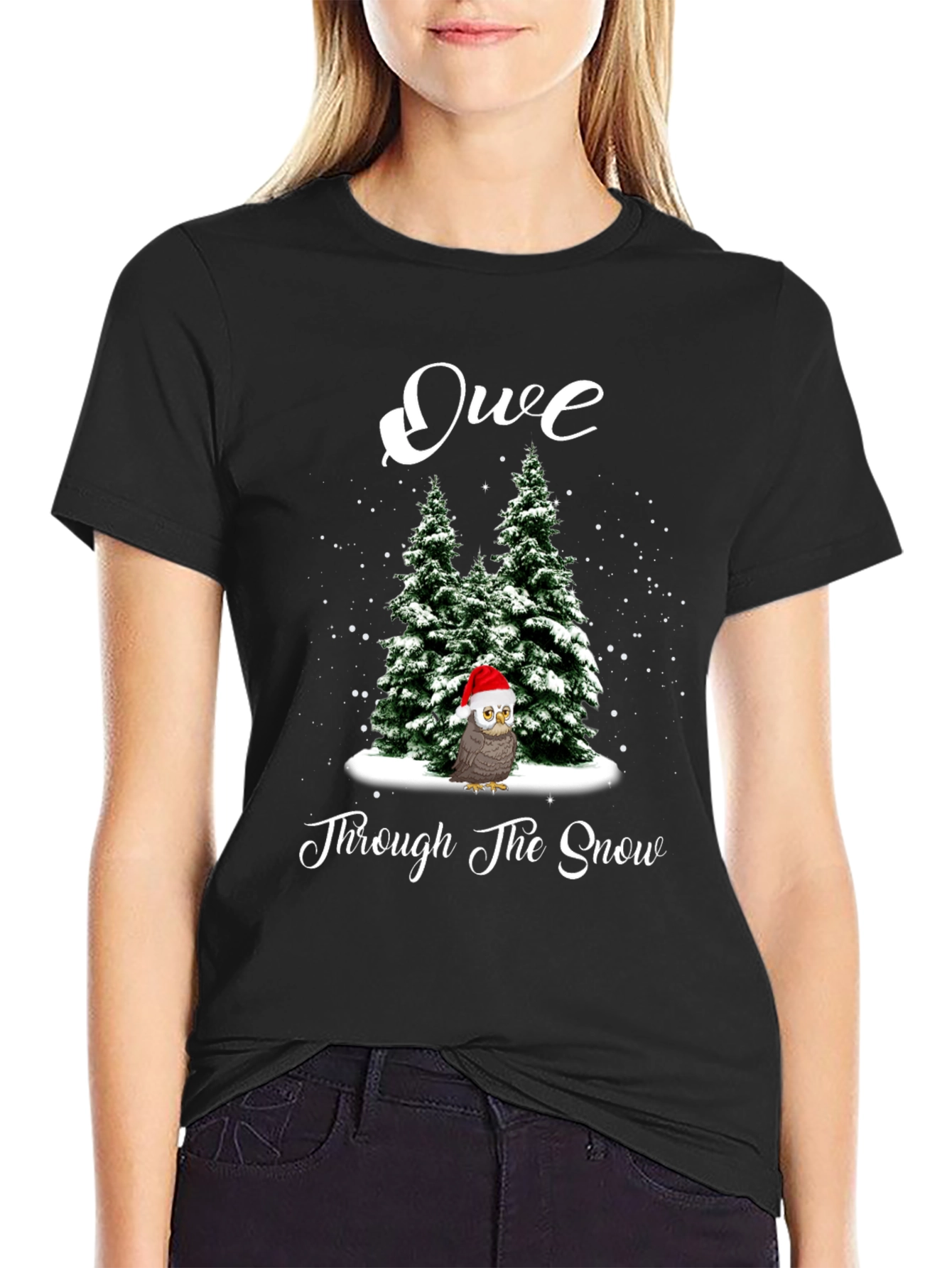 Festive Owl Through the Snow Christmas T-Shirt