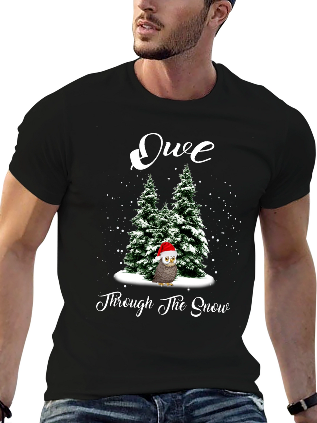 Festive Owl Through the Snow Christmas T-Shirt