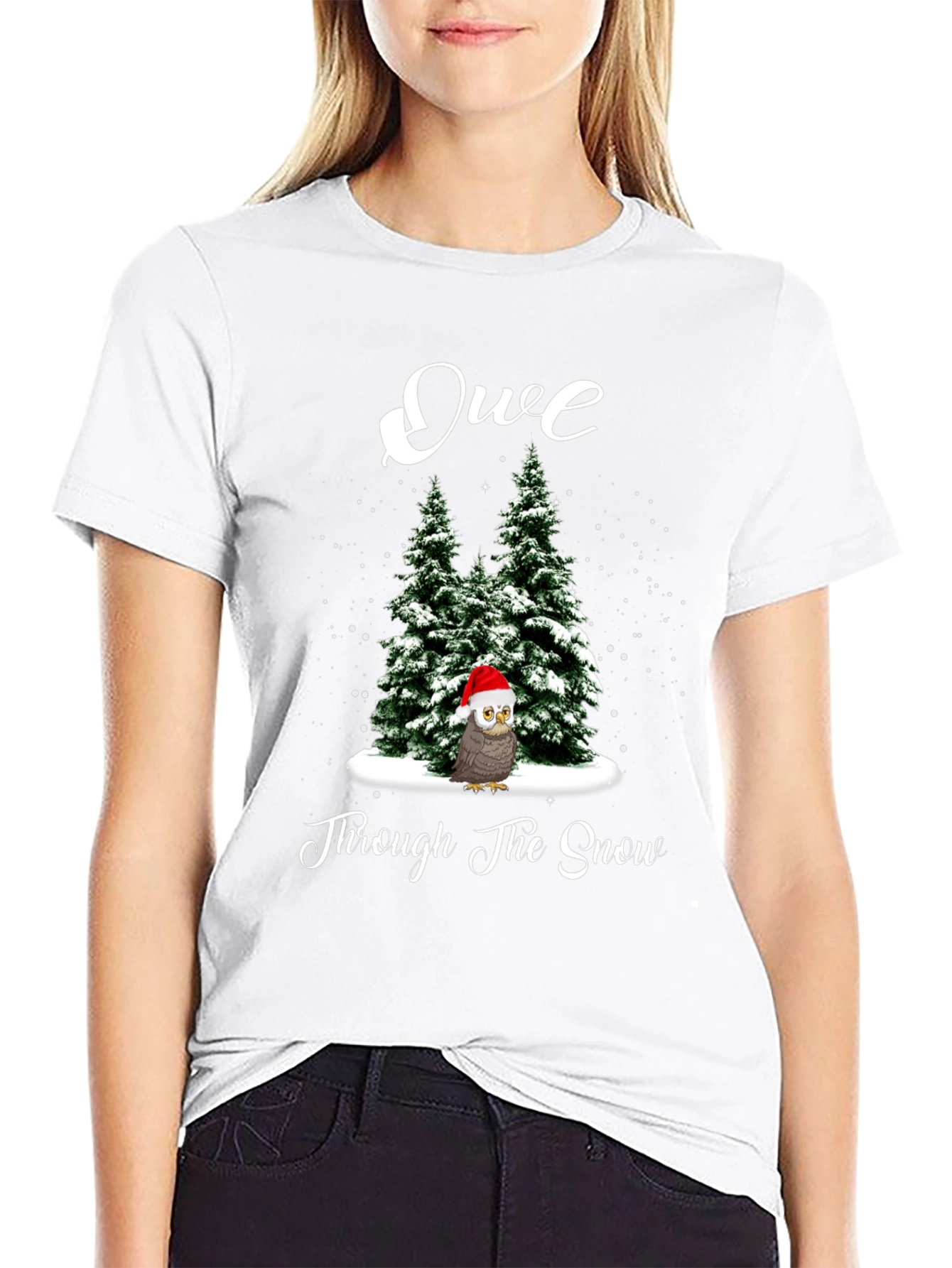 Festive Owl Through the Snow Christmas T-Shirt