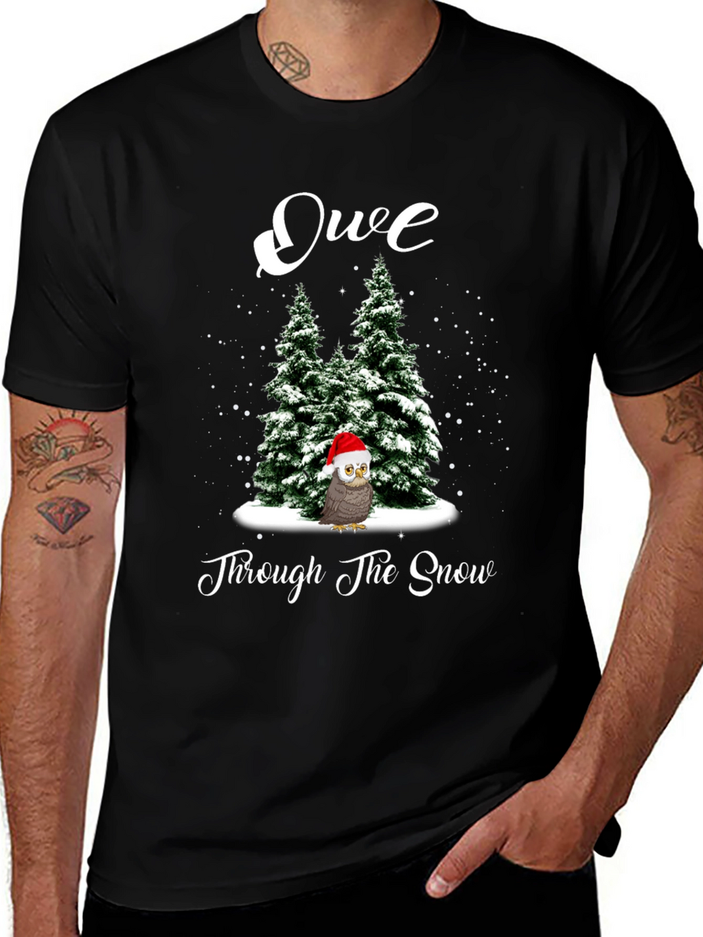 Festive Owl Through the Snow Christmas T-Shirt