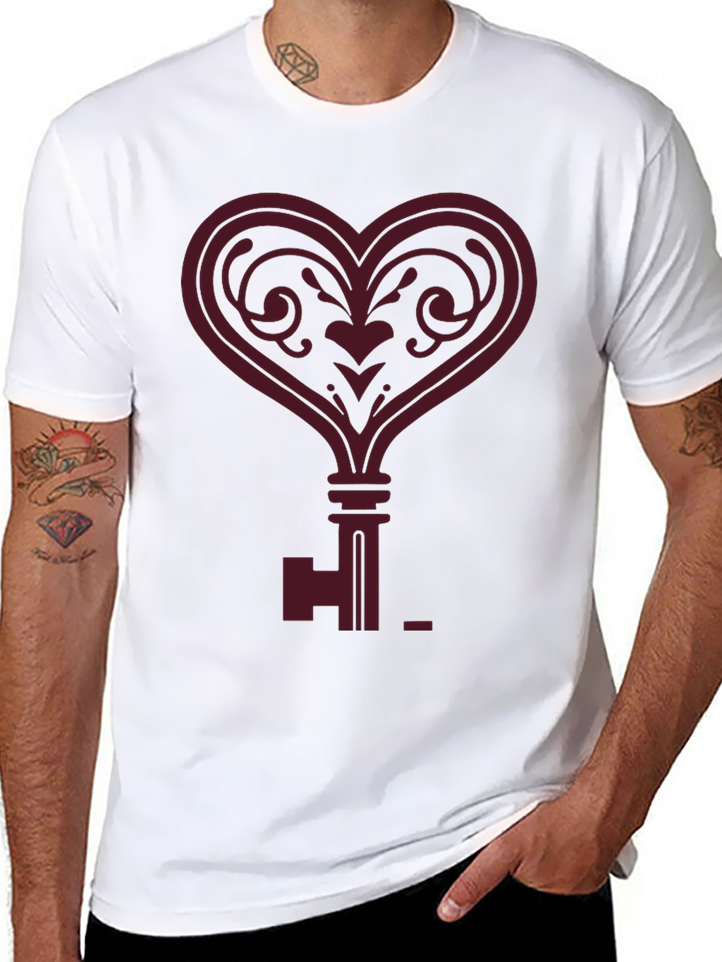Heart Key Graphic Tee - Modern Style