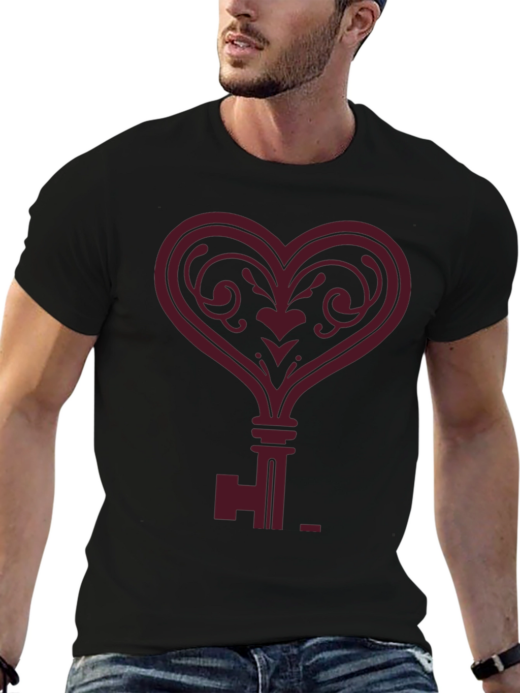 Heart Key Graphic Tee - Modern Style