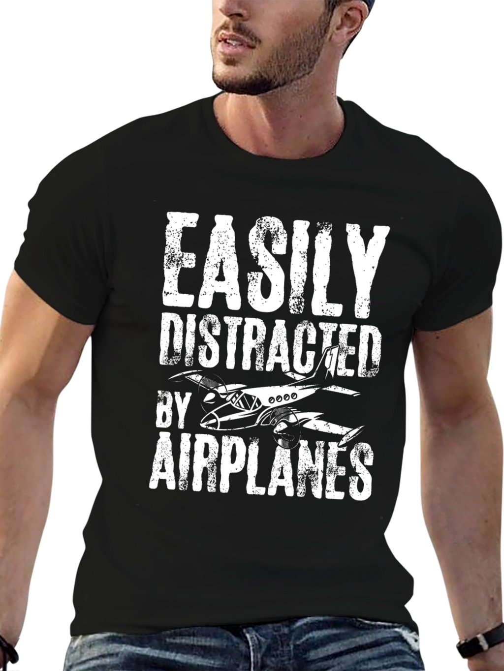 Easily Distracted by Airplanes Tee - Aviation Enthusiast Shirt
