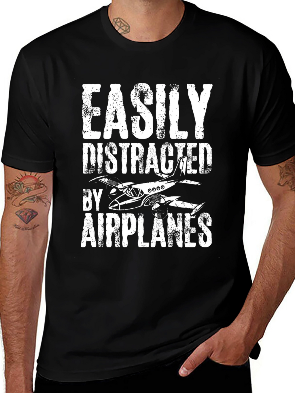 Easily Distracted by Airplanes Tee - Aviation Enthusiast Shirt