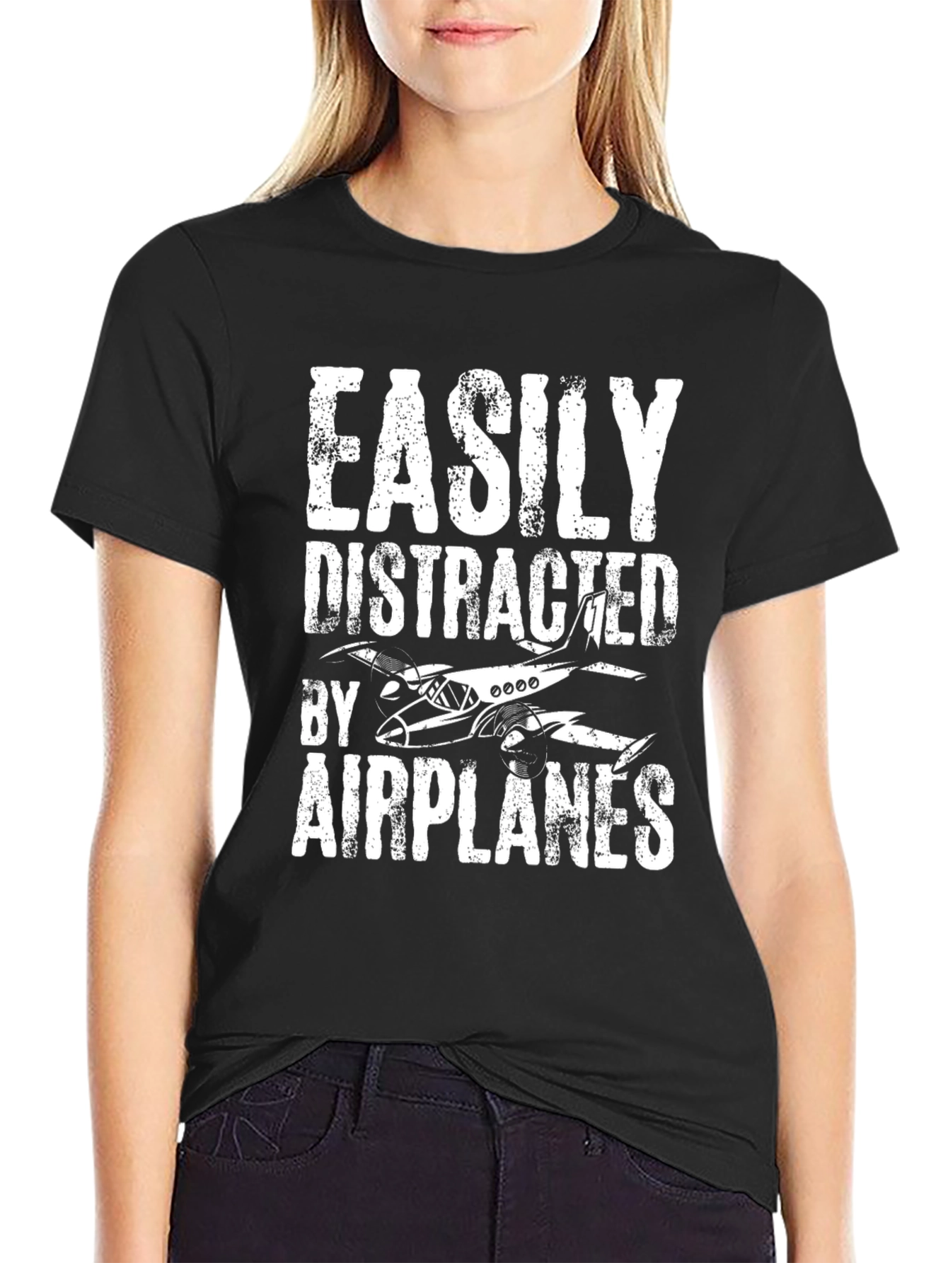 Easily Distracted by Airplanes Tee - Aviation Enthusiast Shirt