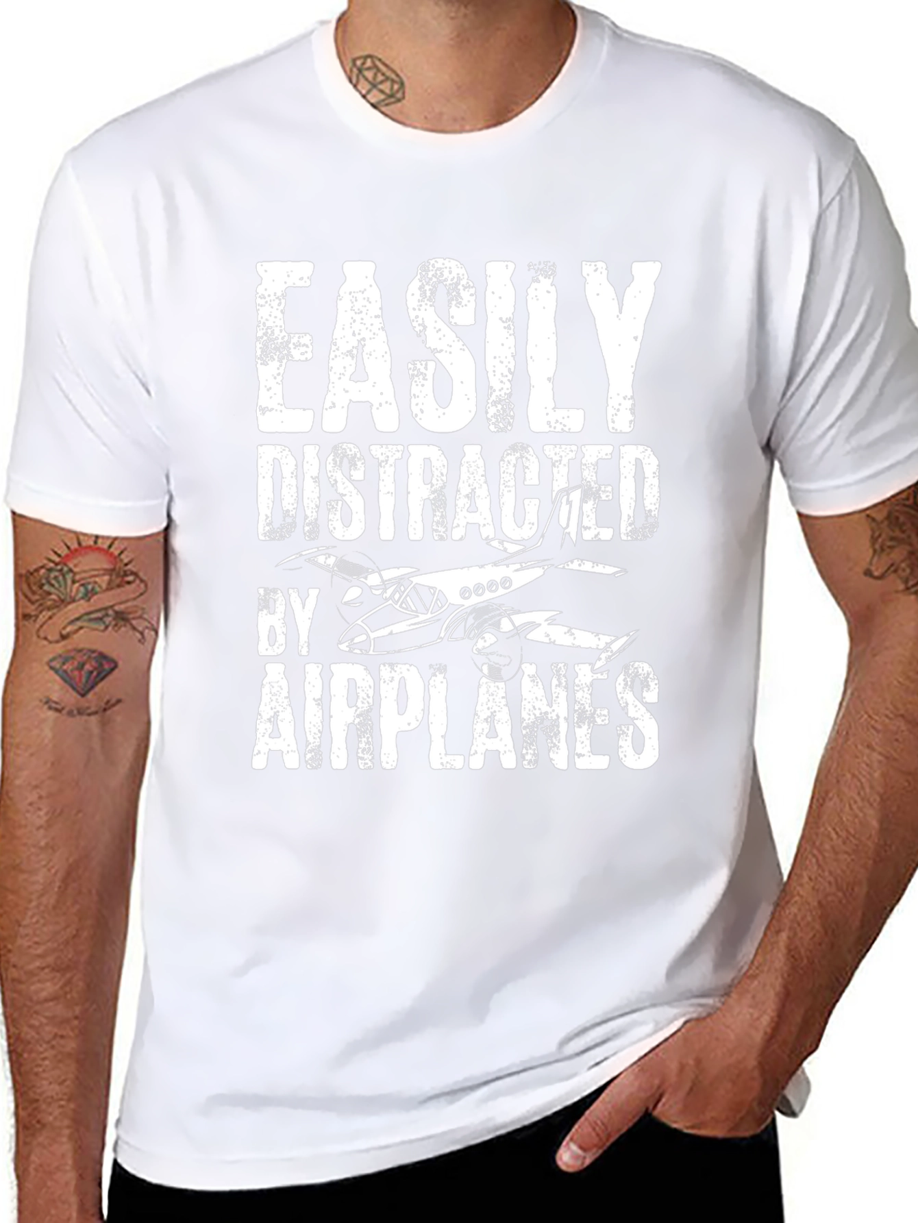 Easily Distracted by Airplanes Tee - Aviation Enthusiast Shirt