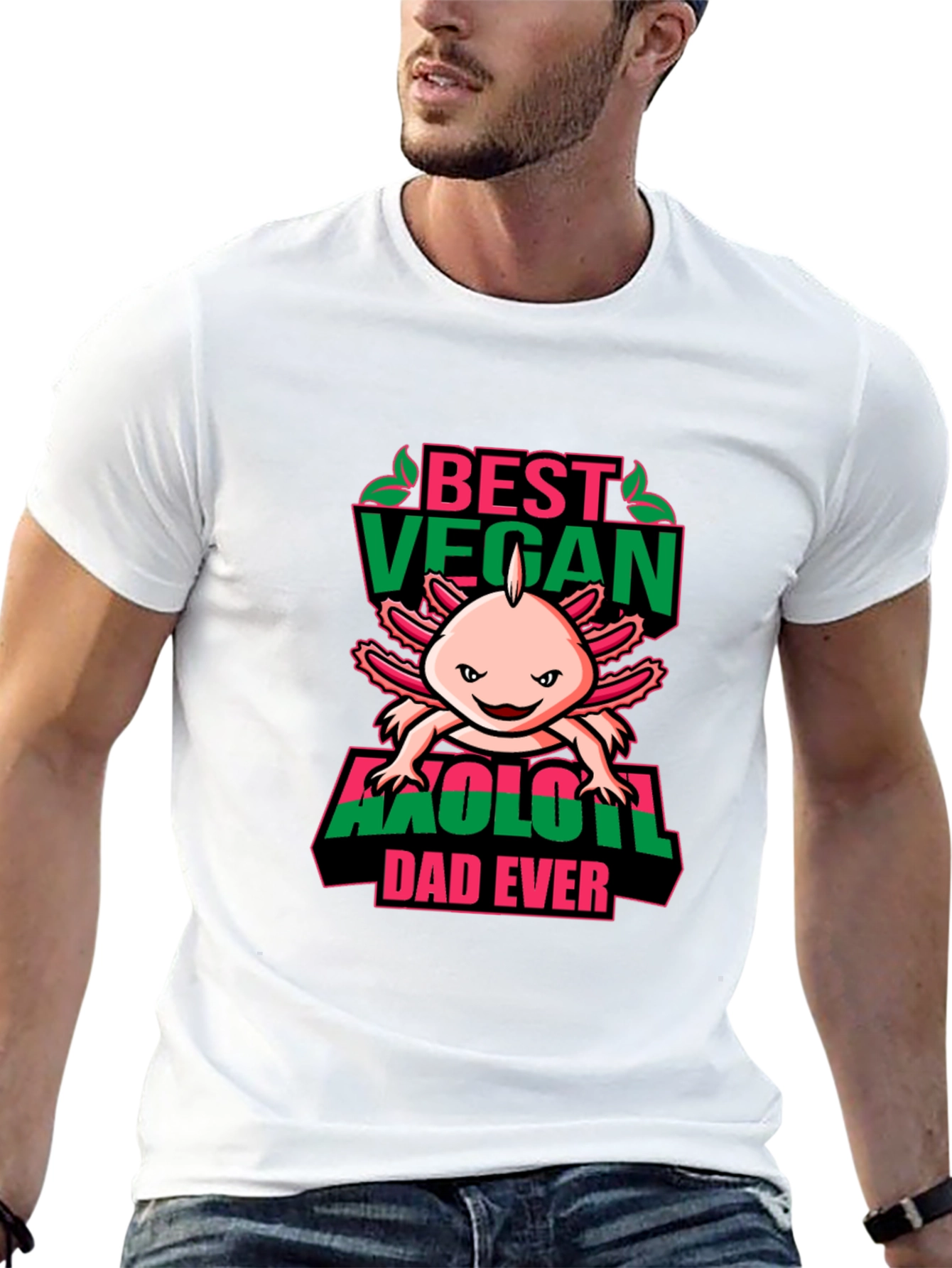 Best Vegan Axolotl Dad Ever - Graphic T-Shirt