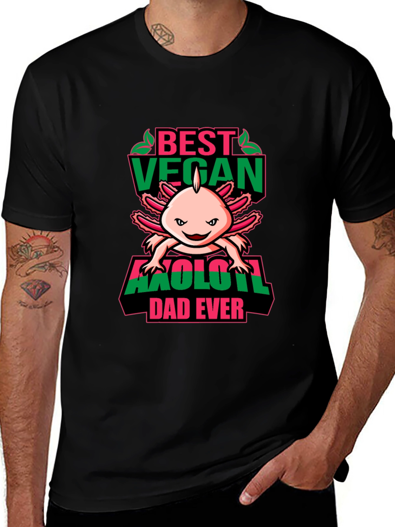 Best Vegan Axolotl Dad Ever - Graphic T-Shirt