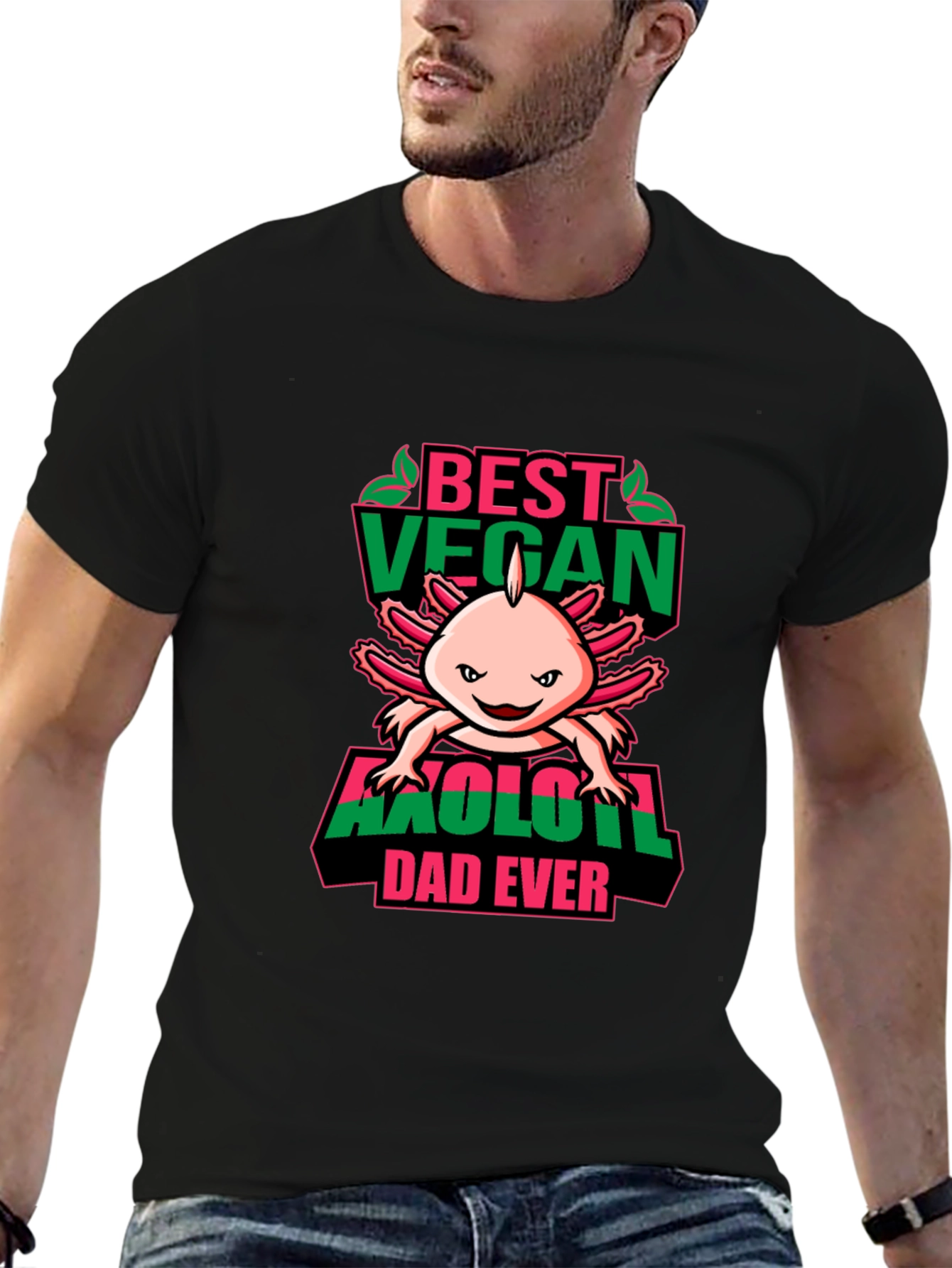 Best Vegan Axolotl Dad Ever - Graphic T-Shirt