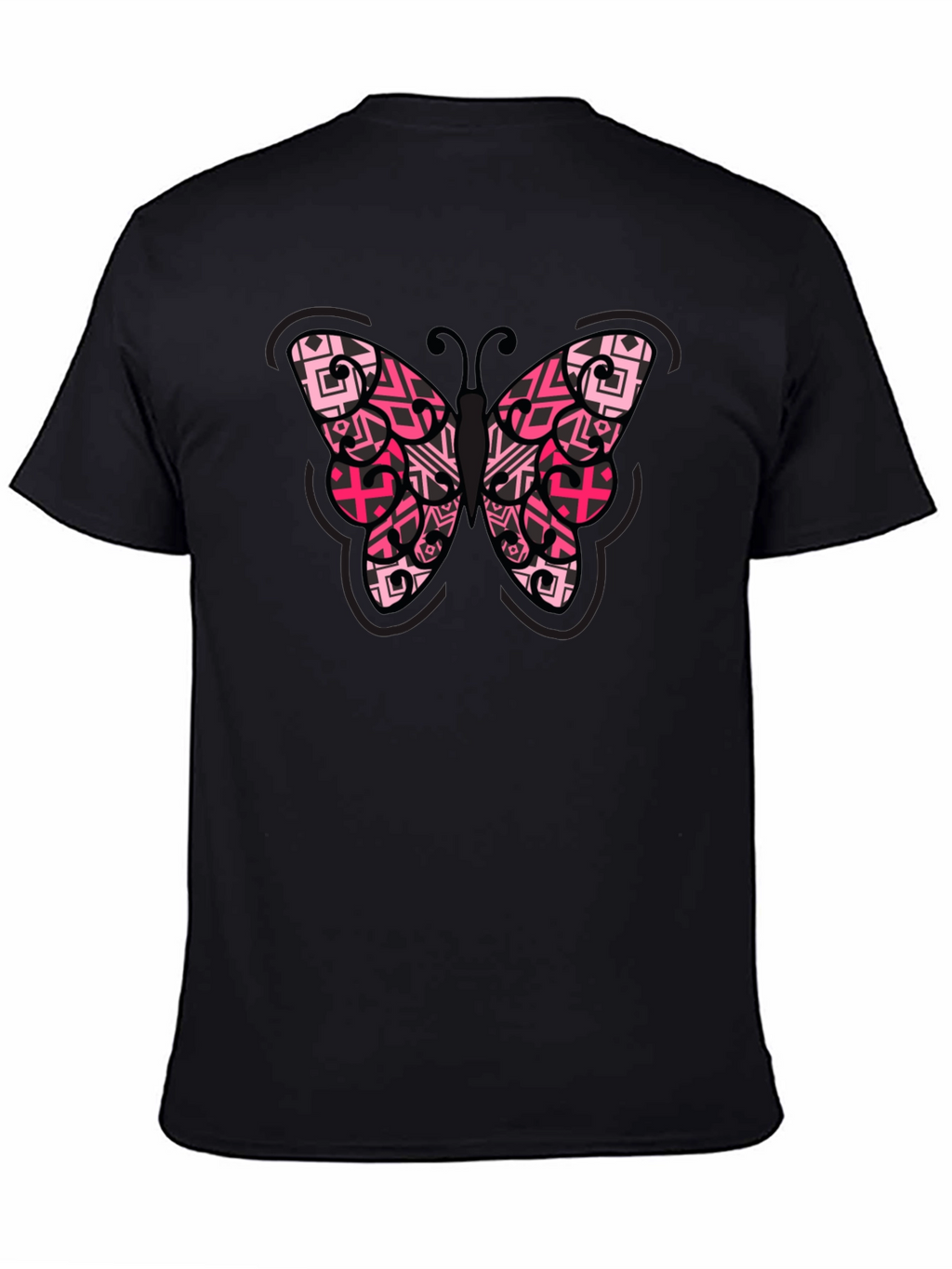 Butterfly Graphic Tee - Black Cotton Blend Shirt