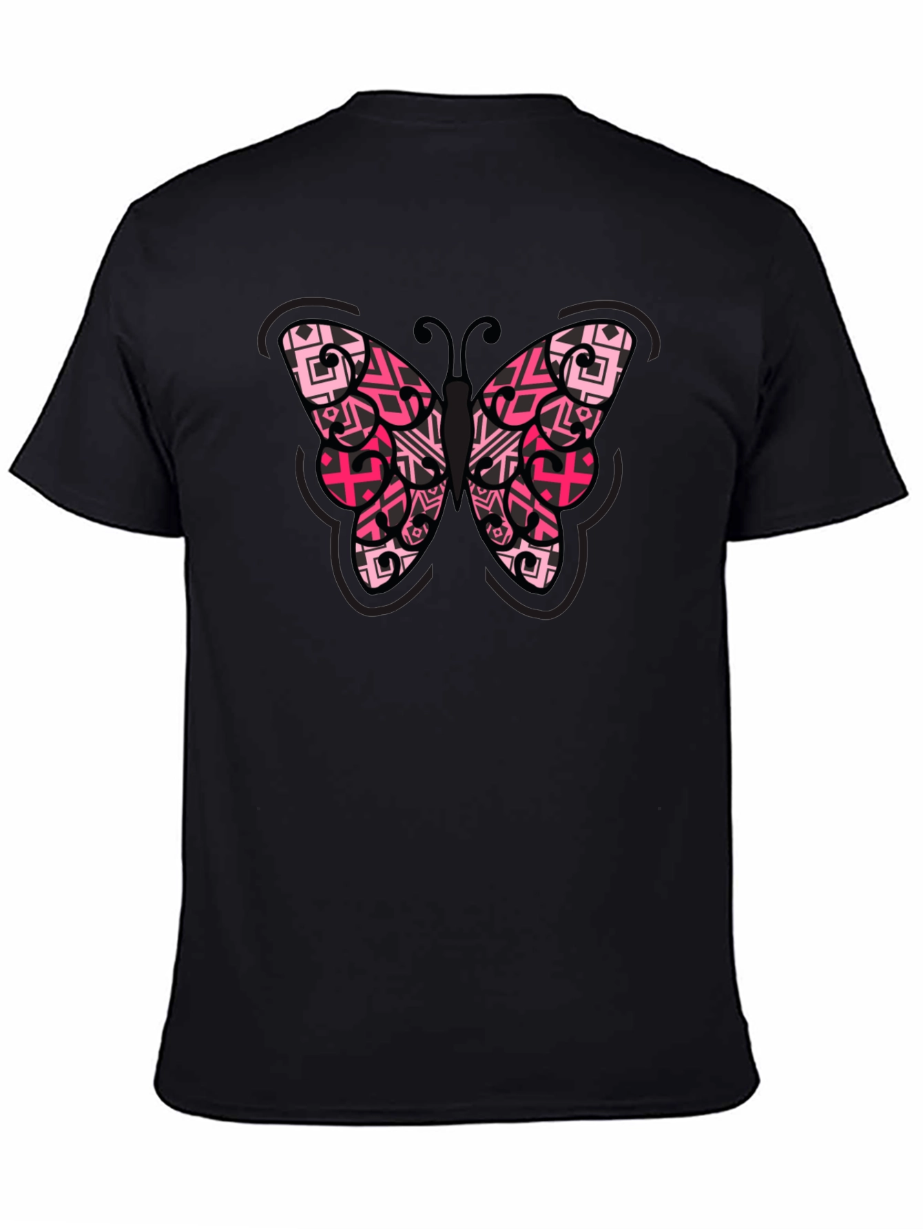 Butterfly Graphic Tee - Black Cotton Blend Shirt