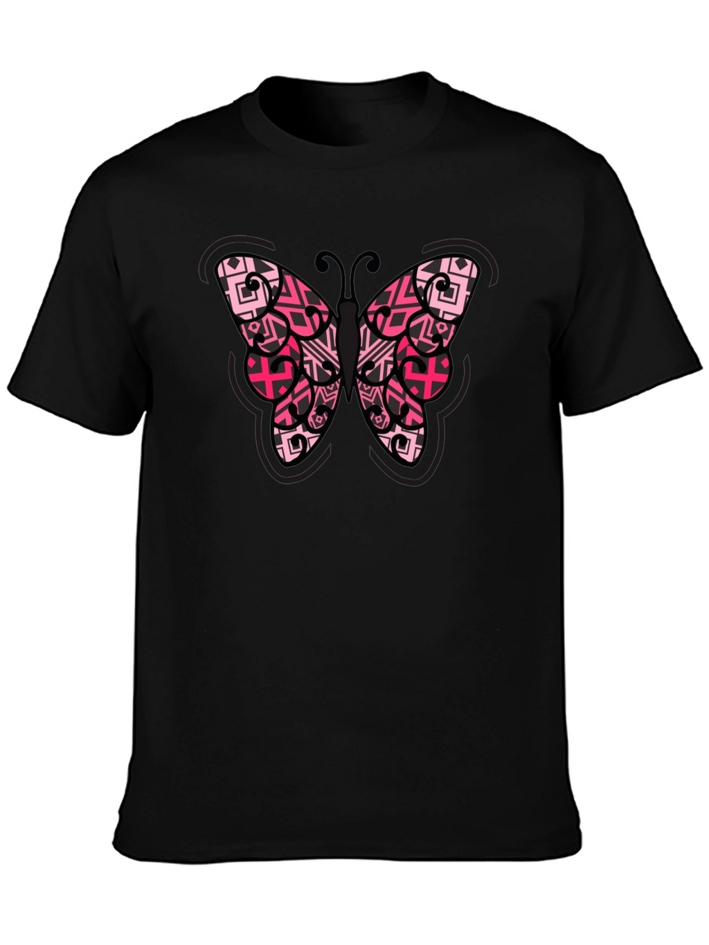 Butterfly Graphic Tee - Black Cotton Blend Shirt