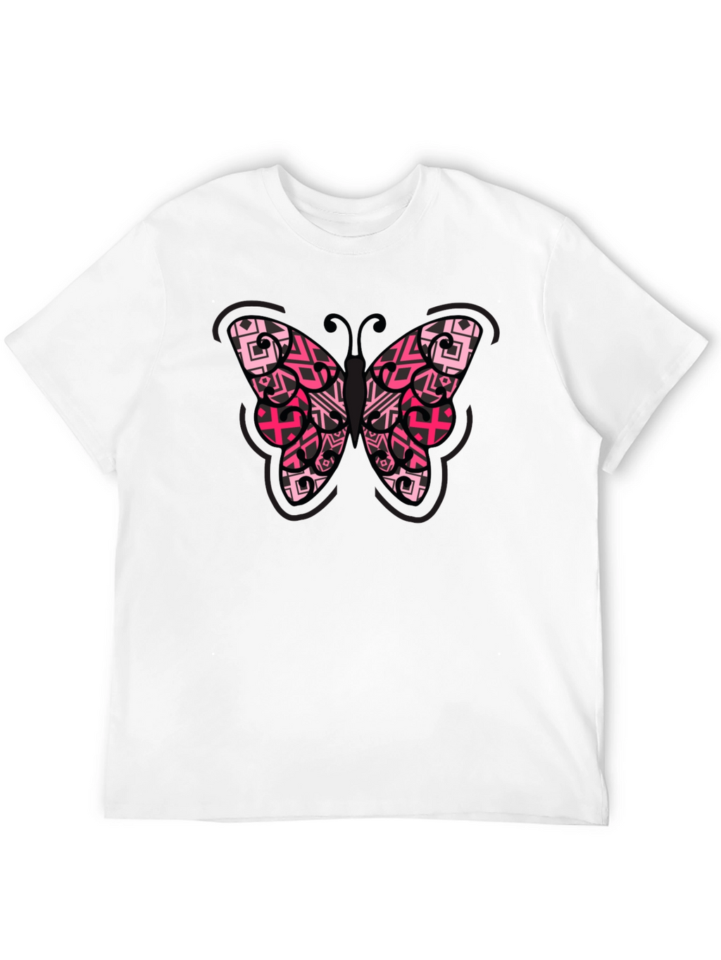 Butterfly Graphic Tee - Black Cotton Blend Shirt