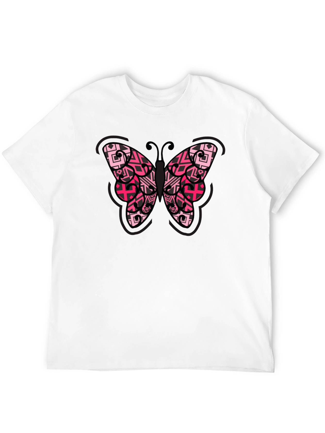 Butterfly Graphic Tee - Black Cotton Blend Shirt
