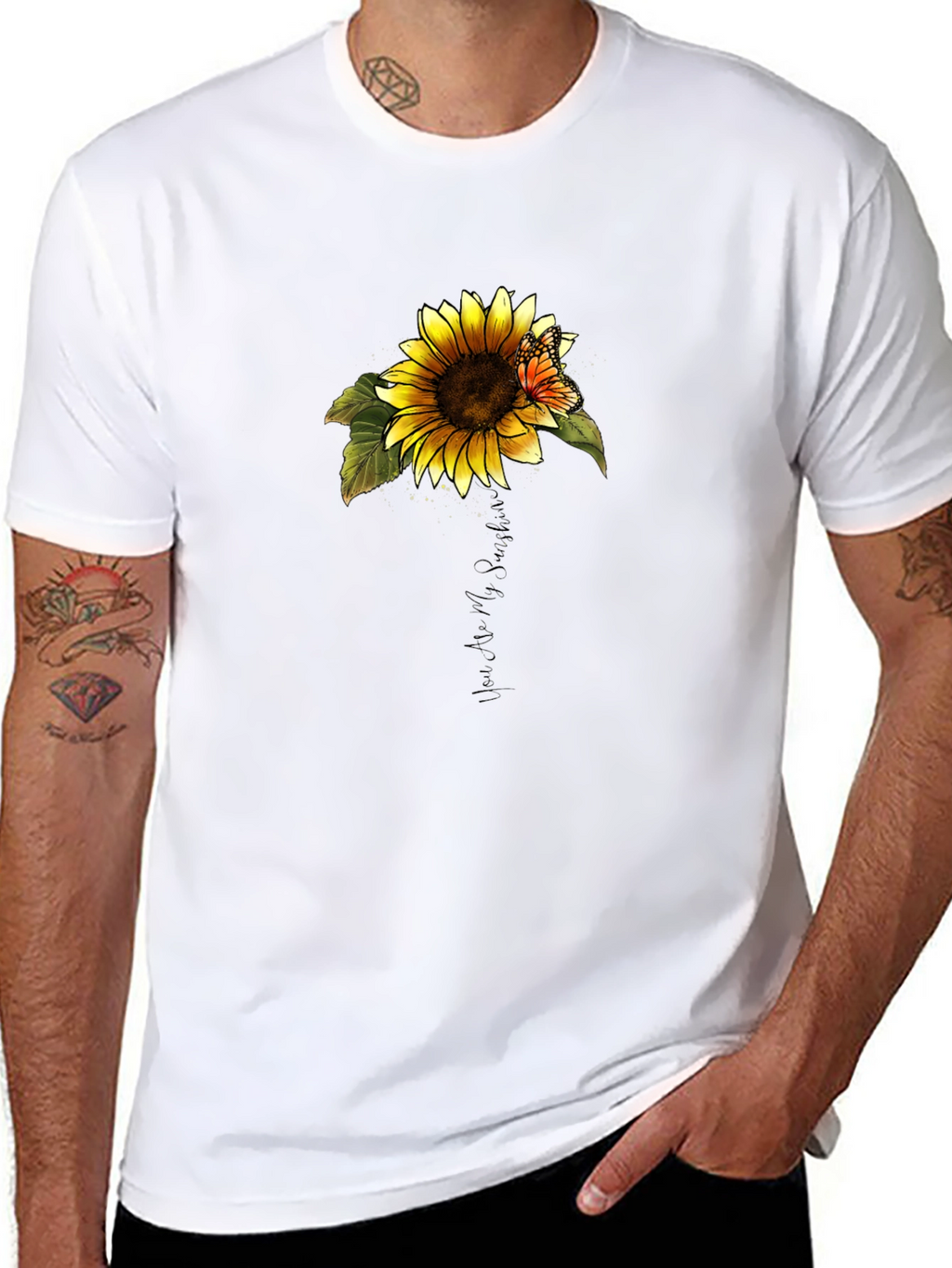 Sunflower Butterfly Graphic Tee - You Are My Sunshine
