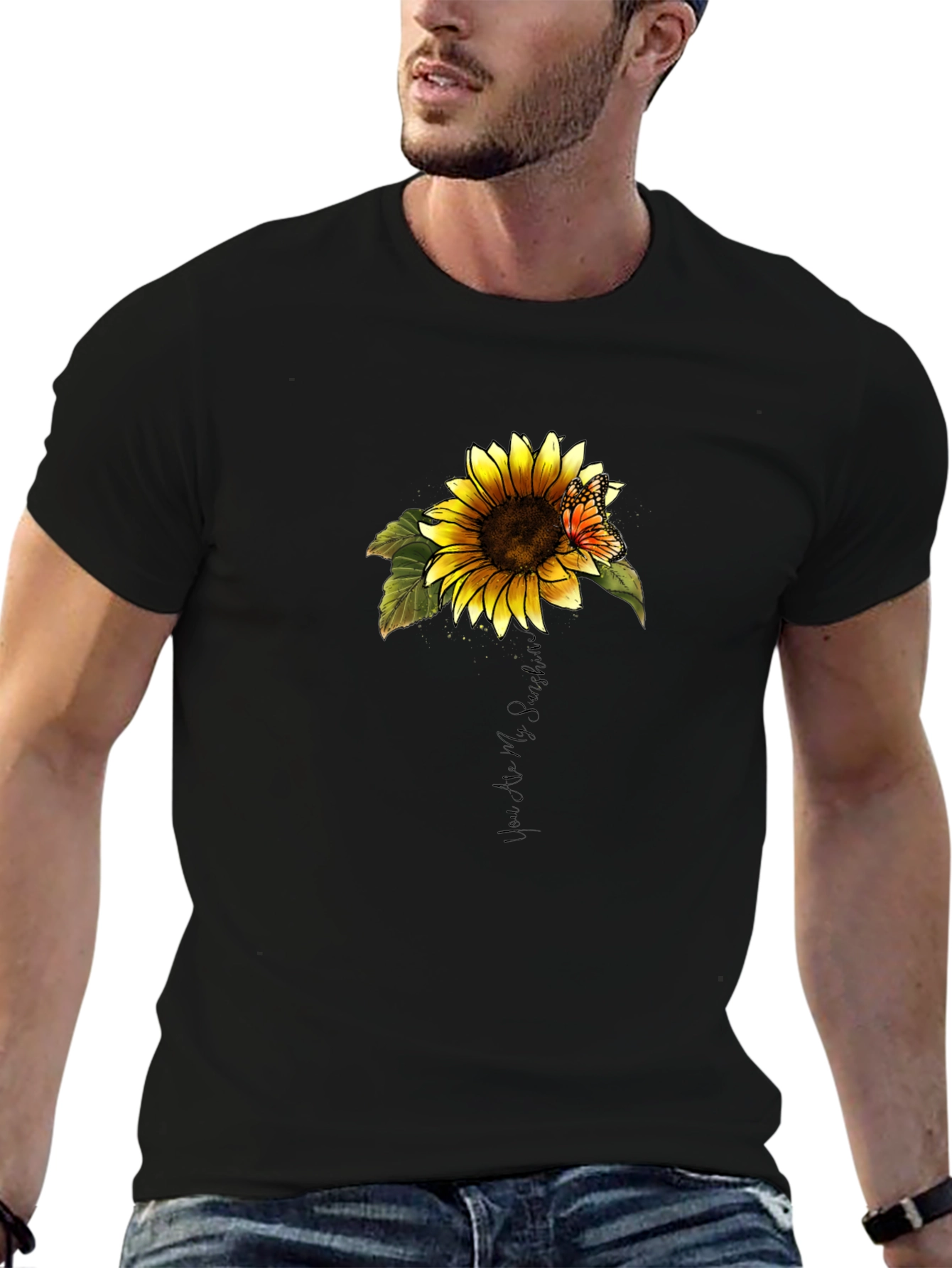 Sunflower Butterfly Graphic Tee - You Are My Sunshine