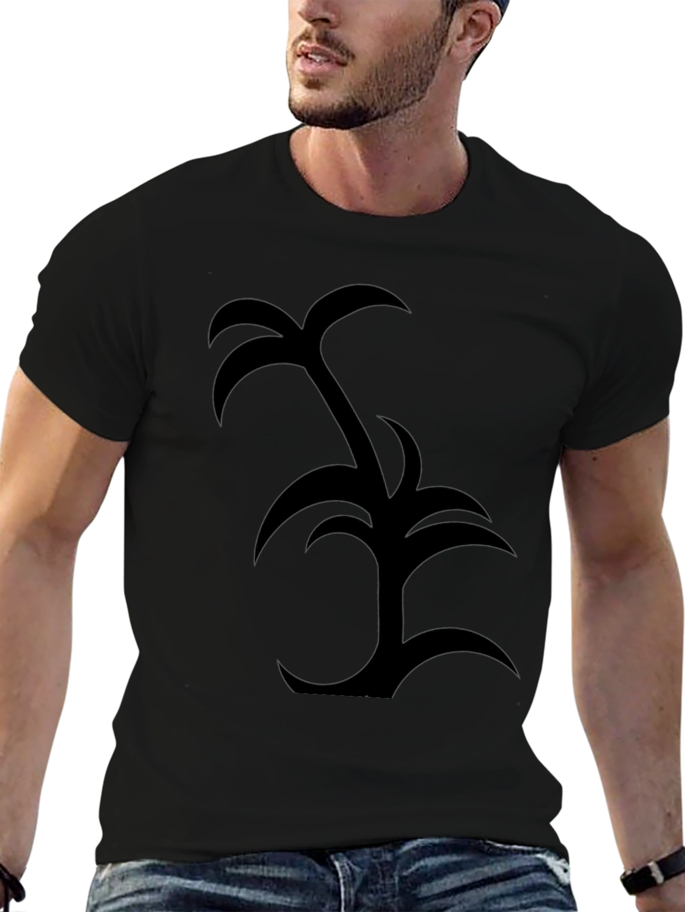 Palm Tree Graphic Tee - Black Cotton Casual Wear