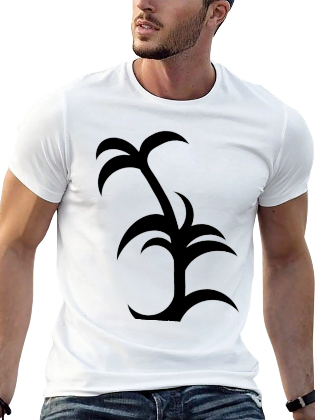 Palm Tree Graphic Tee - Black Cotton Casual Wear