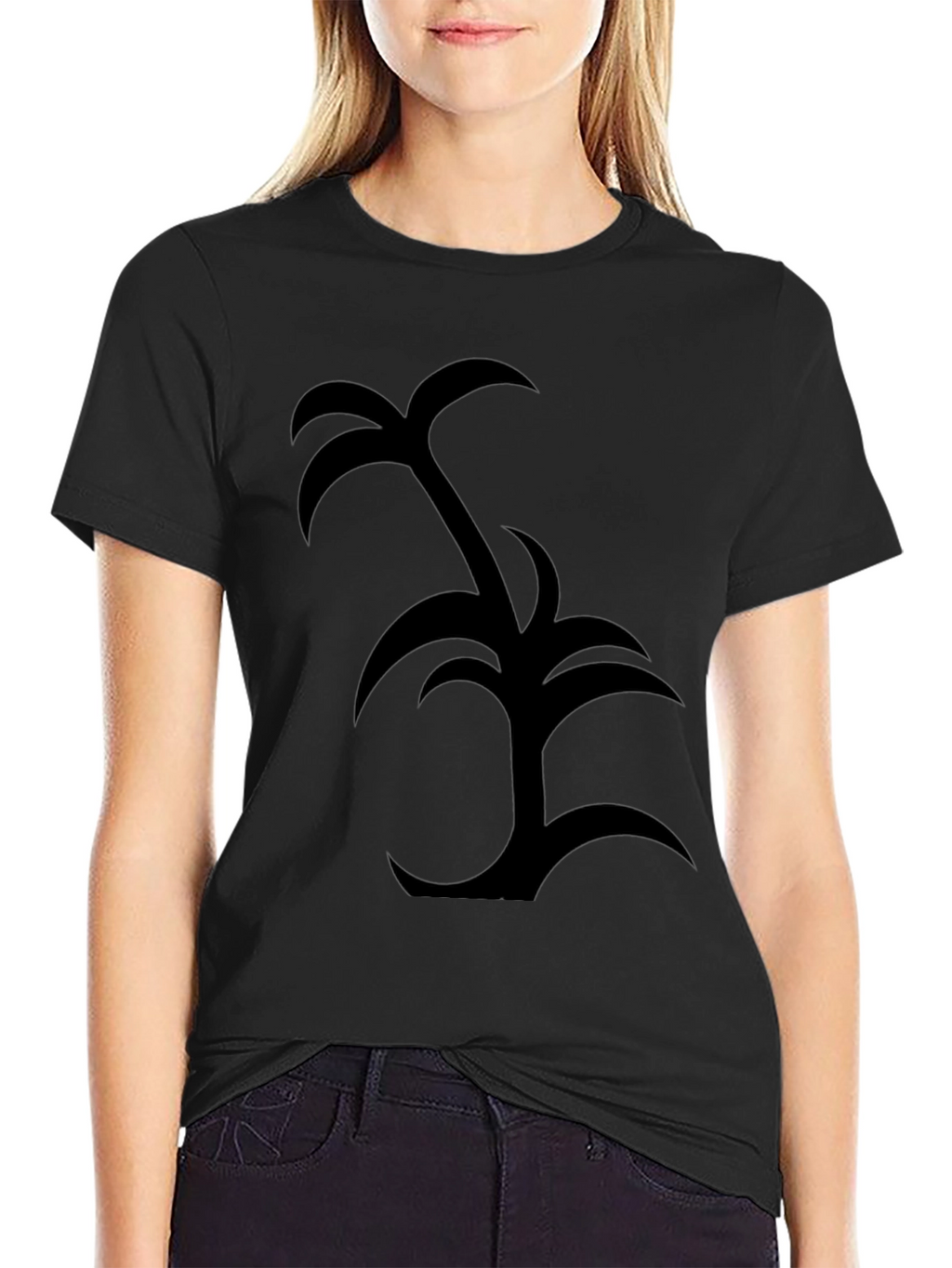 Palm Tree Graphic Tee - Black Cotton Casual Wear