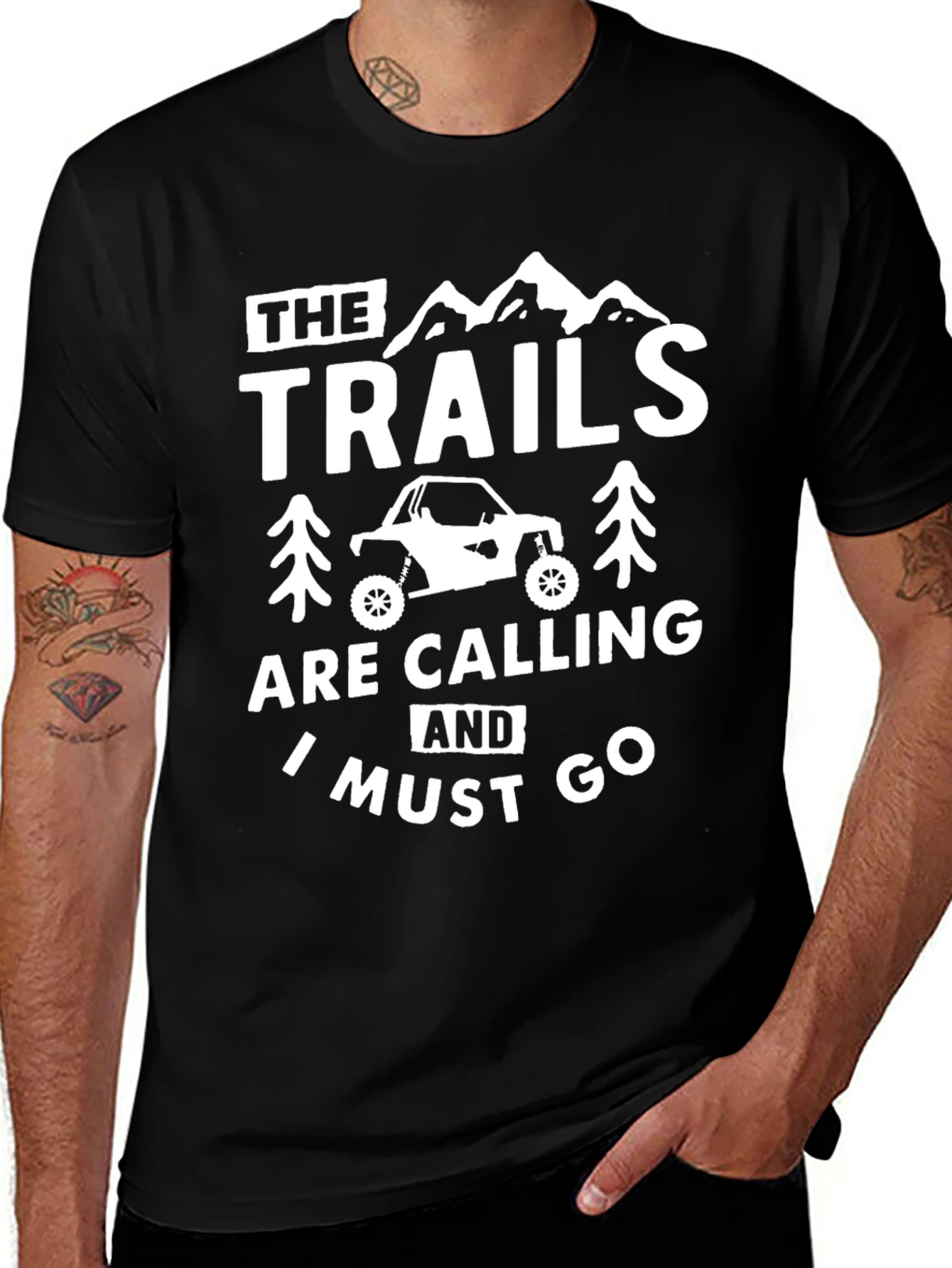 The Trails Are Calling Black Graphic T-Shirt