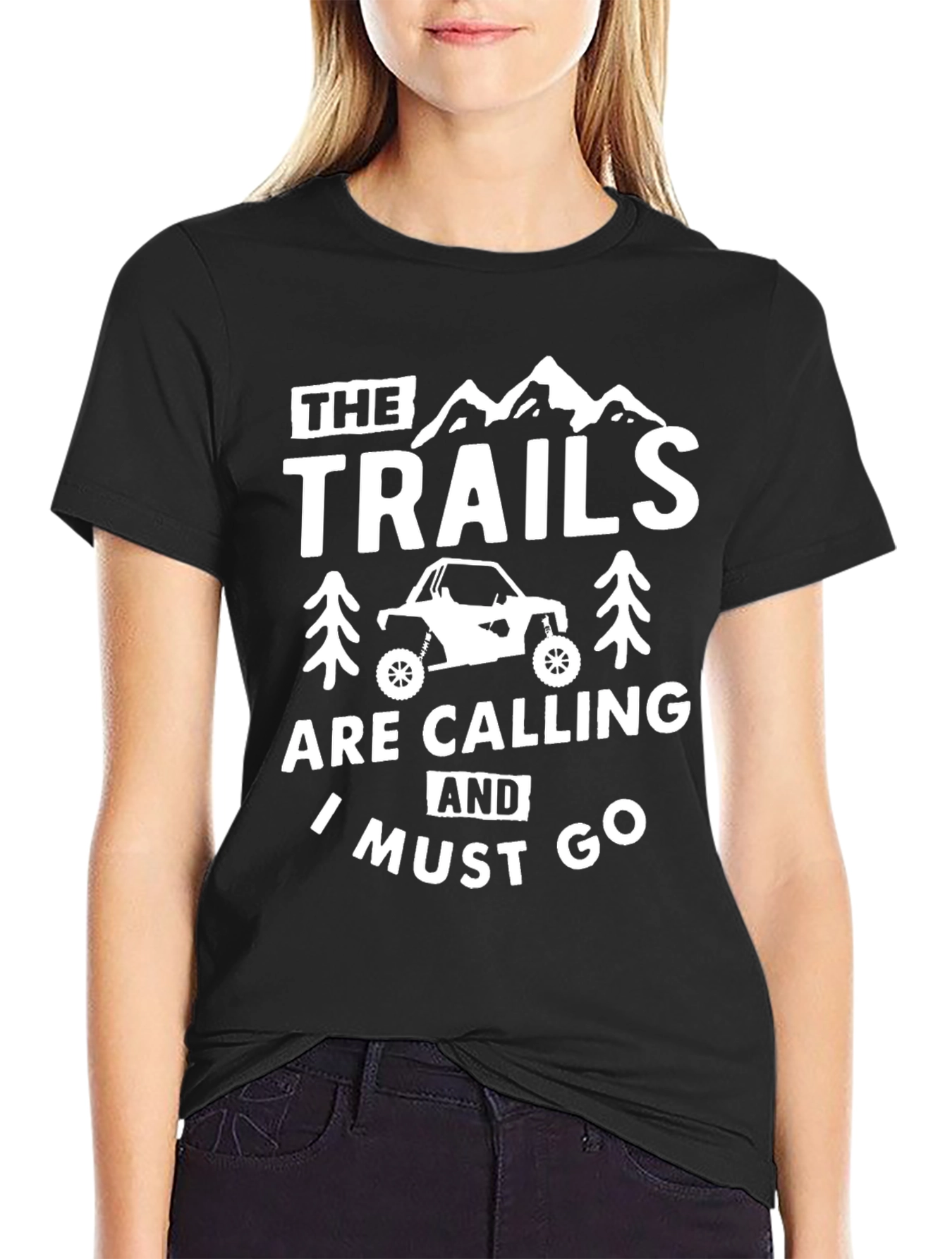 The Trails Are Calling Black Graphic T-Shirt