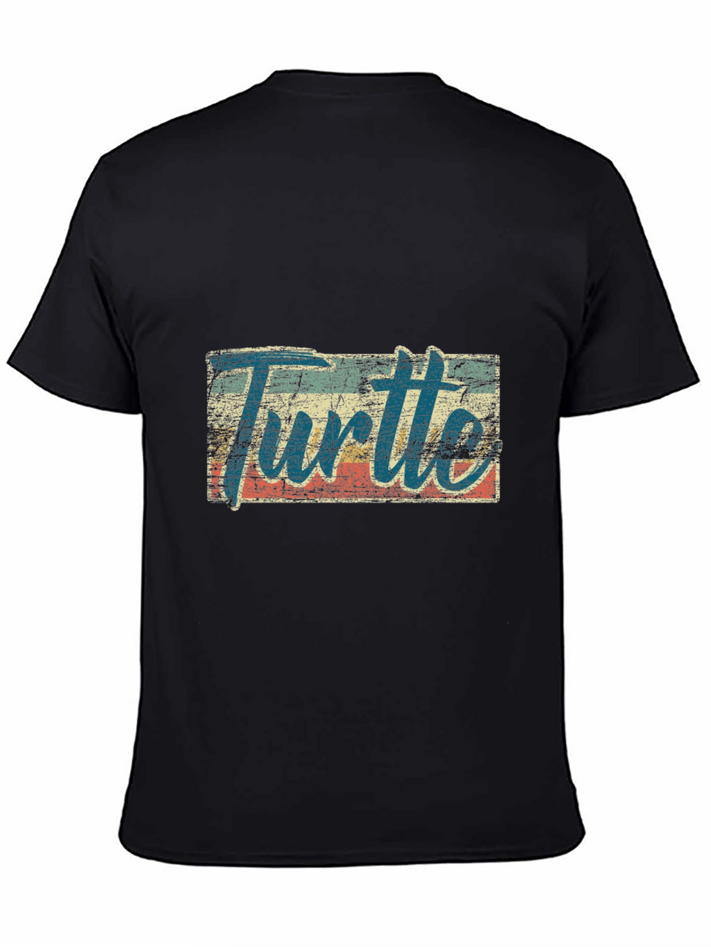 Retro Turtle Graphic Tee - Black Cotton Blend