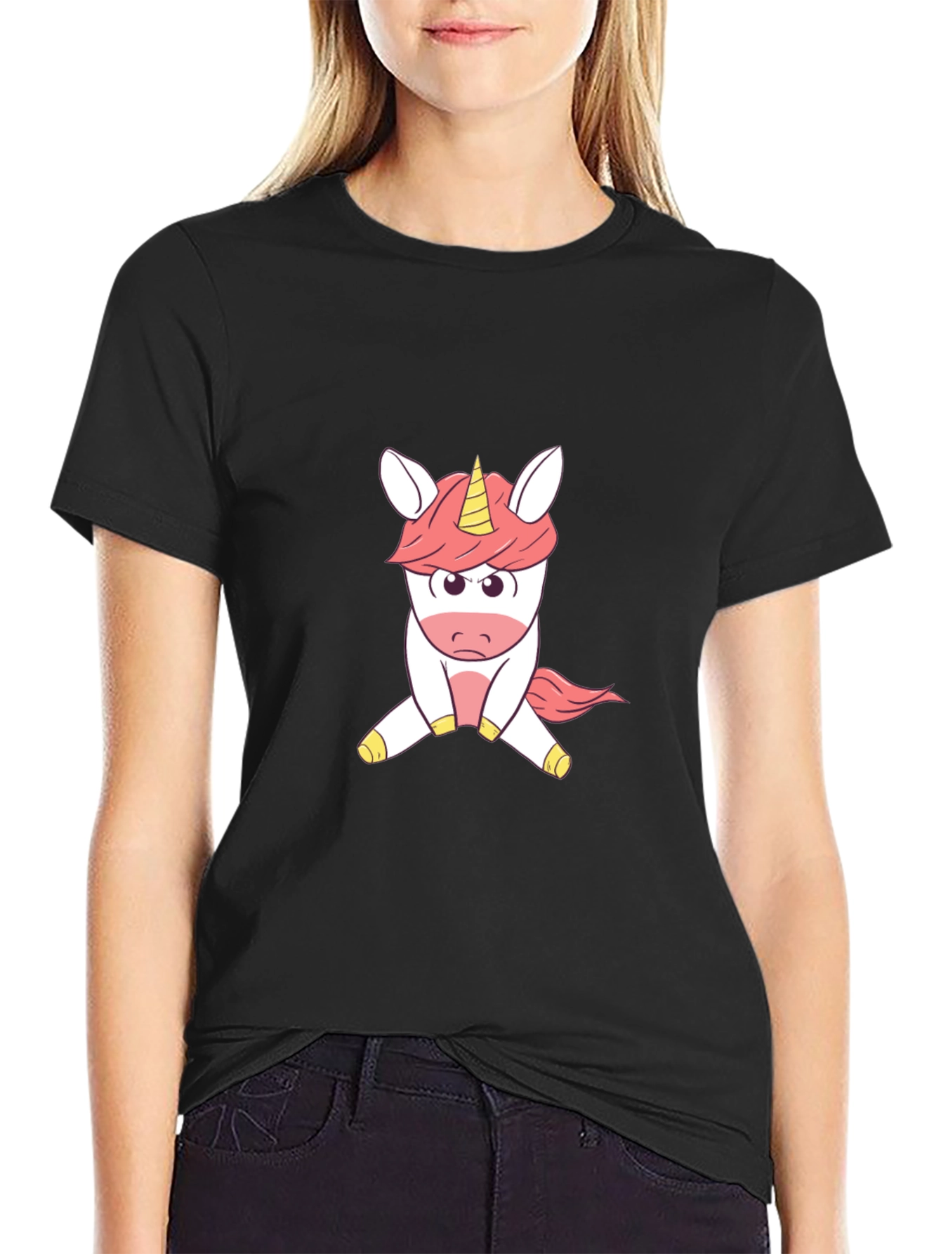 Unicorn Graphic Tee - Soft Black Cotton