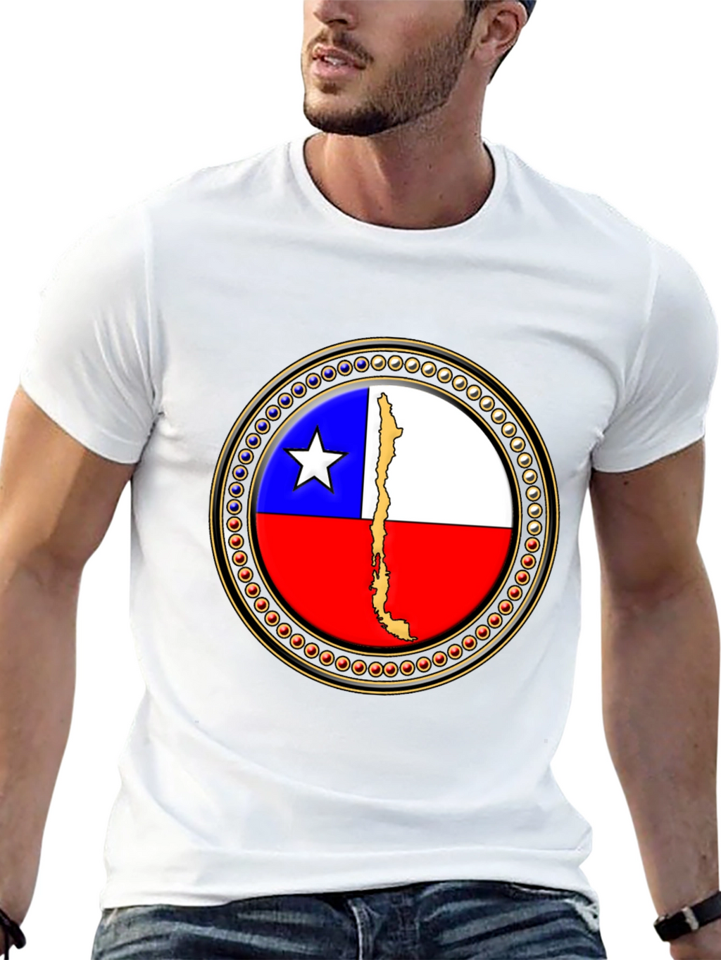 Chile Flag Graphic Tee - Black Cotton T-Shirt
