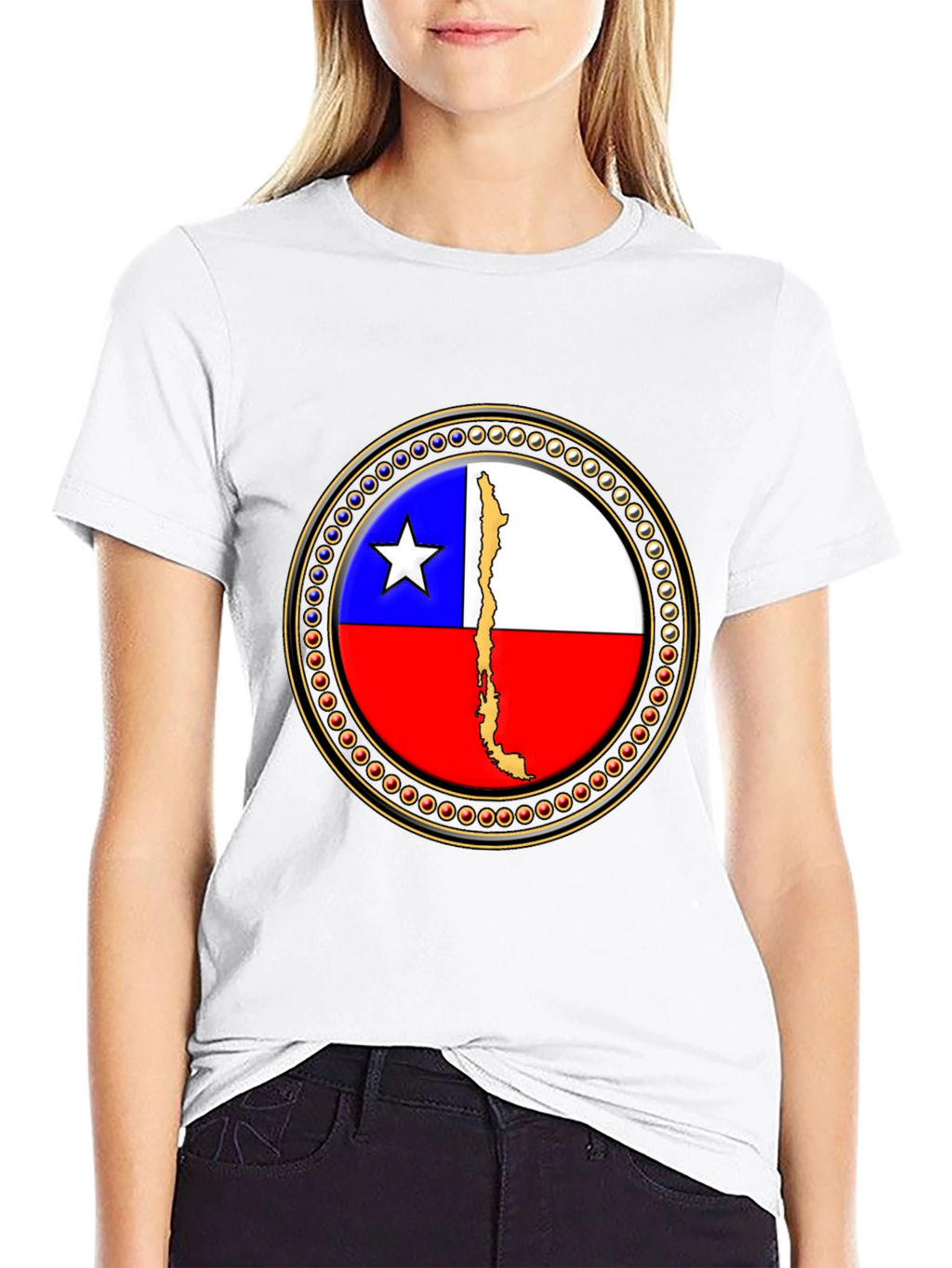 Chile Flag Graphic Tee - Black Cotton T-Shirt