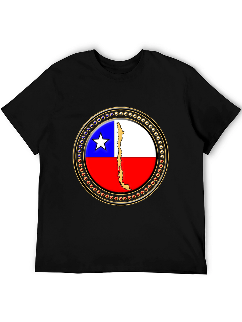 Chile Flag Graphic Tee - Black Cotton T-Shirt