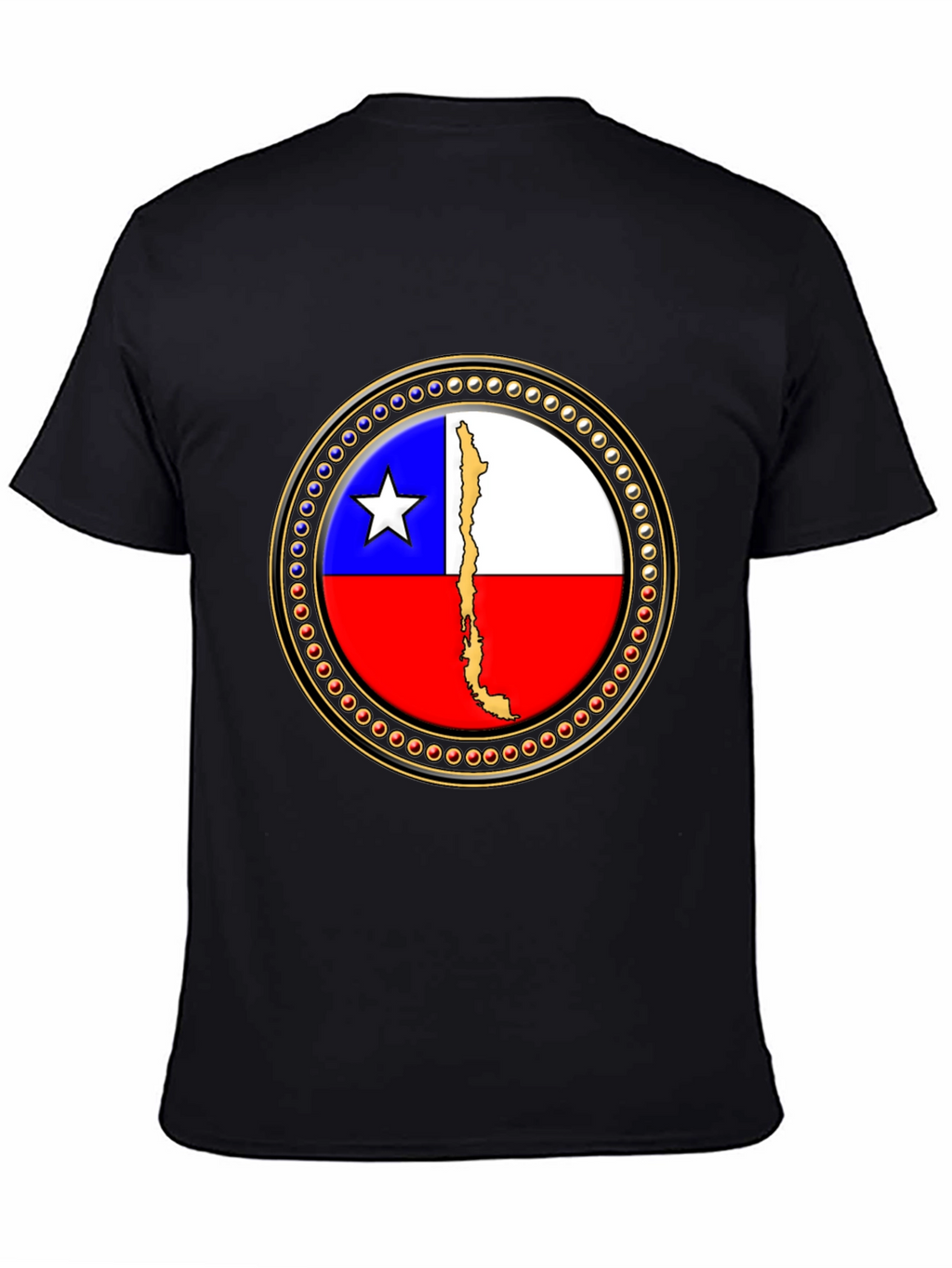 Chile Flag Graphic Tee - Black Cotton T-Shirt