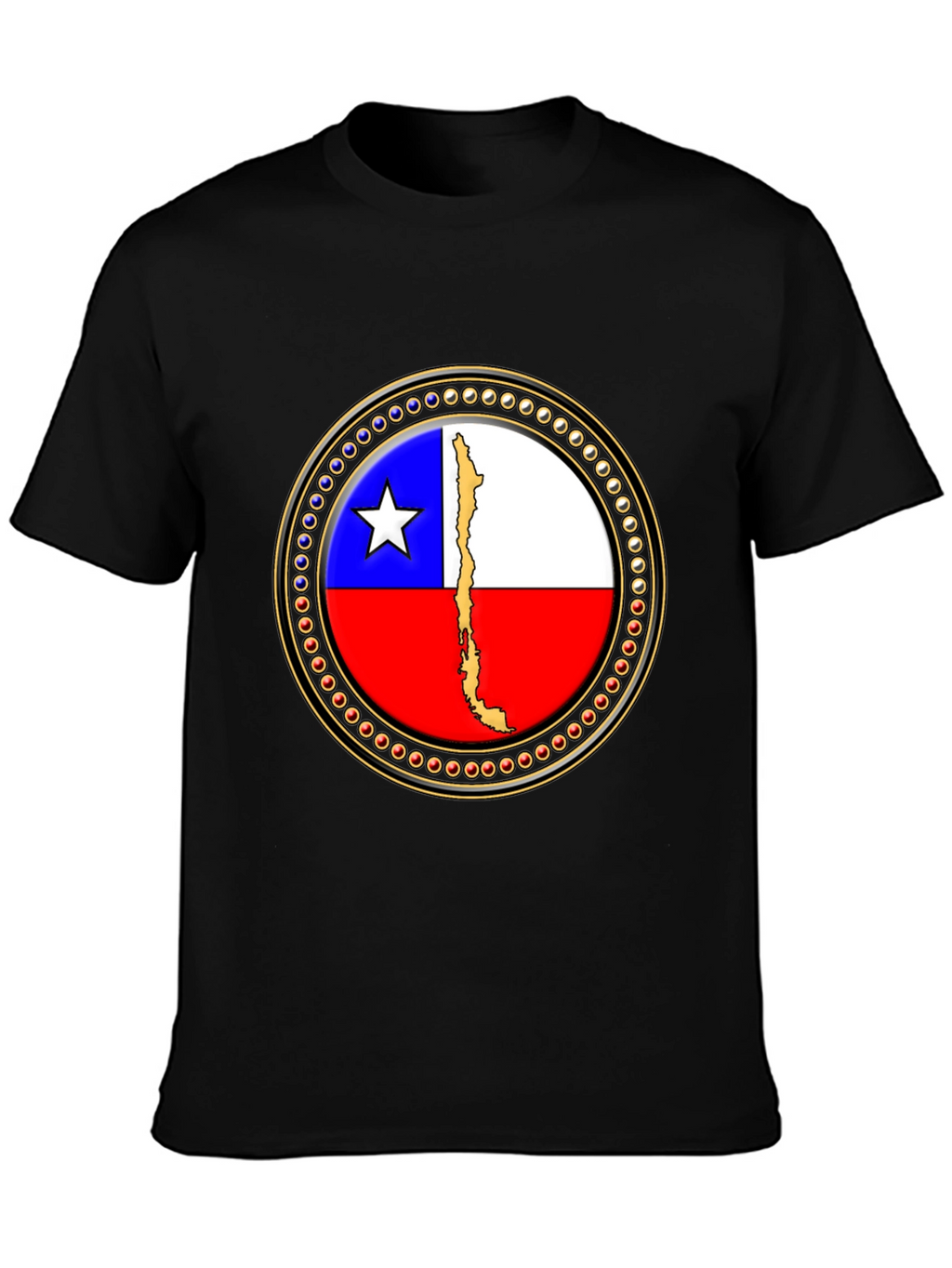 Chile Flag Graphic Tee - Black Cotton T-Shirt