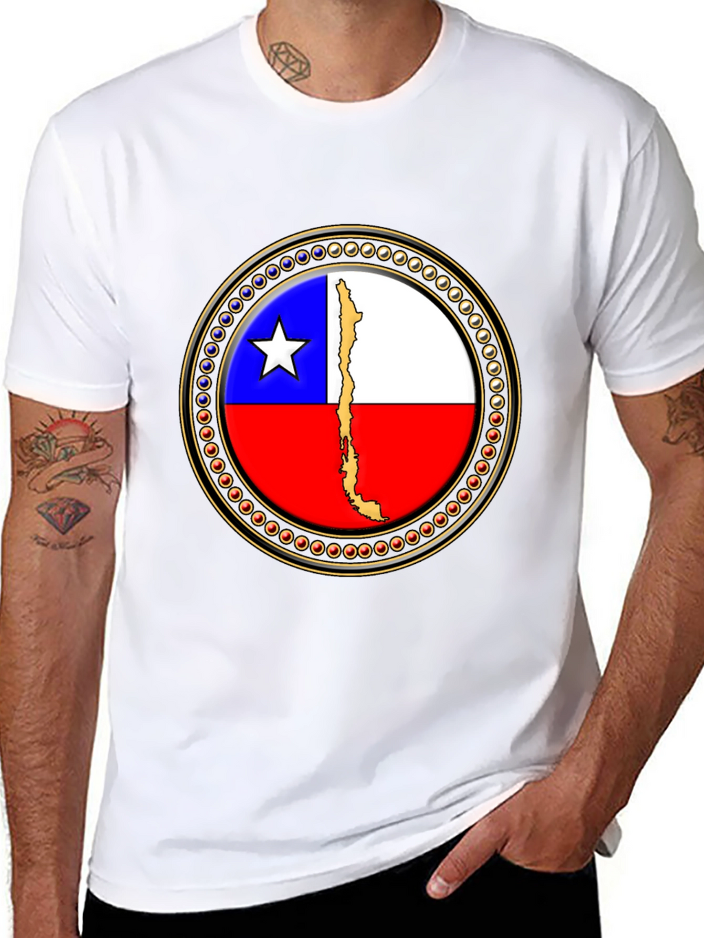 Chile Flag Graphic Tee - Black Cotton T-Shirt