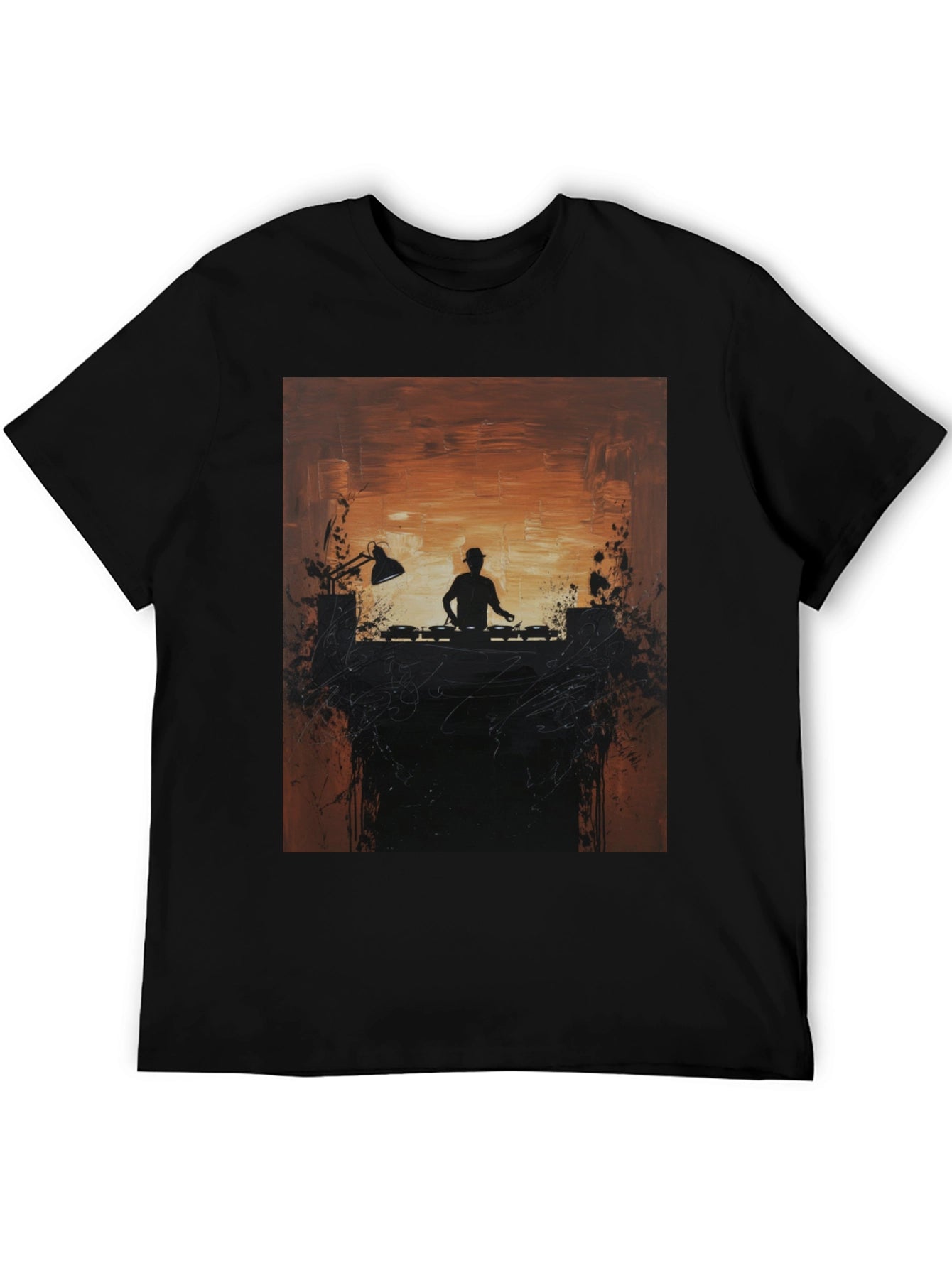DJ Silhouette Graphic Print Crew Neck Tee